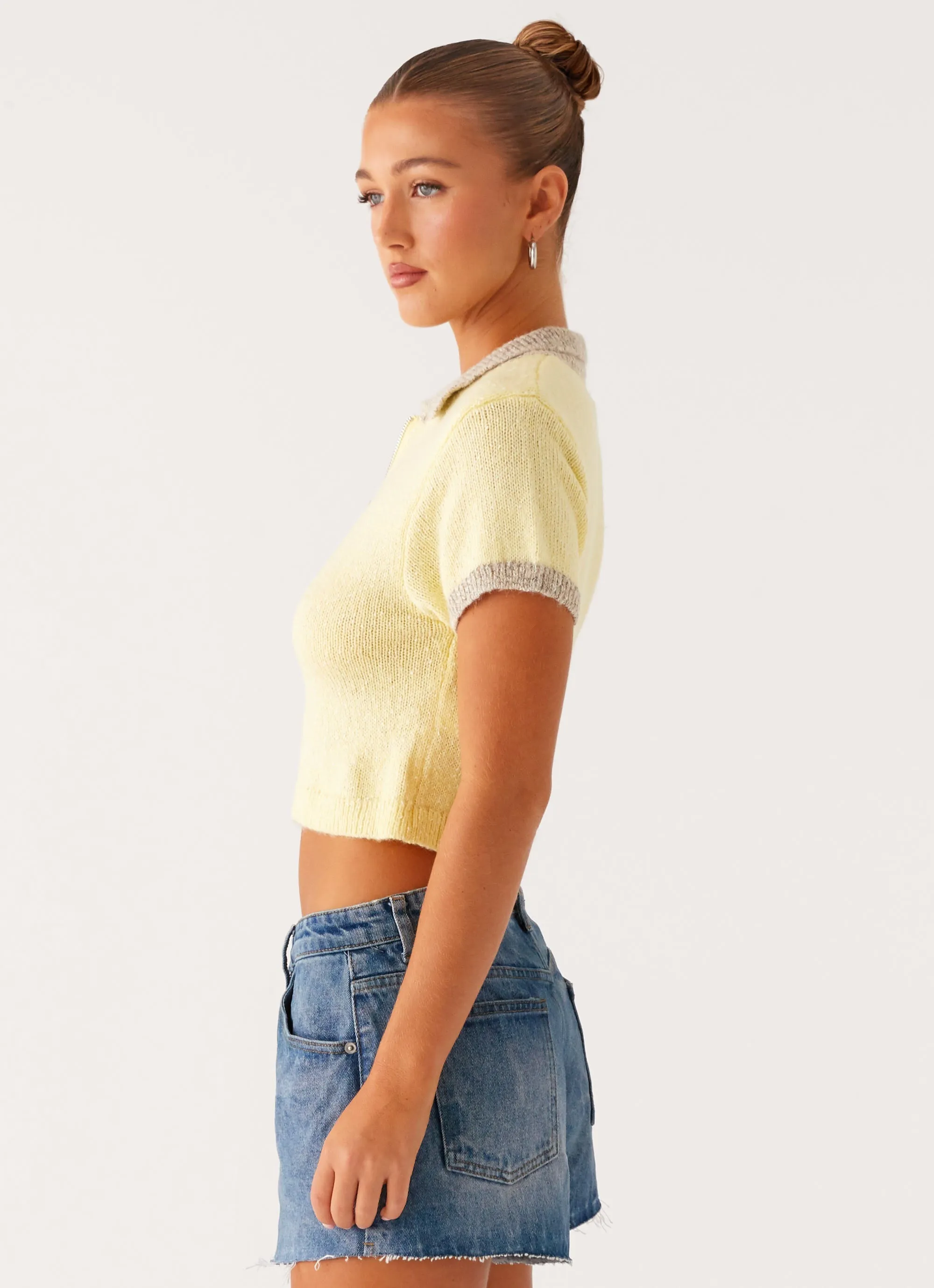 Walsh Knit Polo Top - Yellow TaglessCollar Soft touch finish