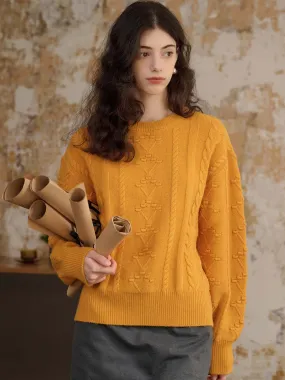 ??Flash Sale??Leah Solid Cable Knit Drop Shoulder Sweater AntiPilling