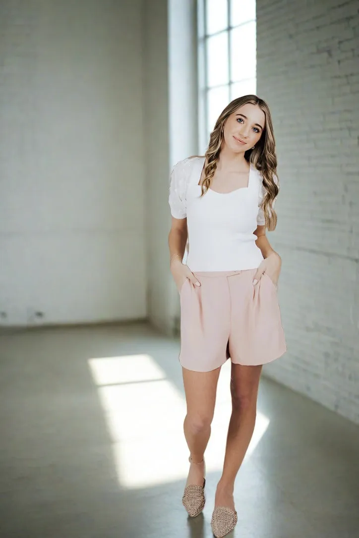 Summer Wardrobe Apricot Dunes Front Pleated Shorts