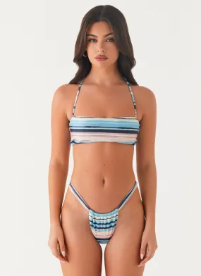 Adina Bikini Bottom - Stripe Lightweight Fabric Swim fringe