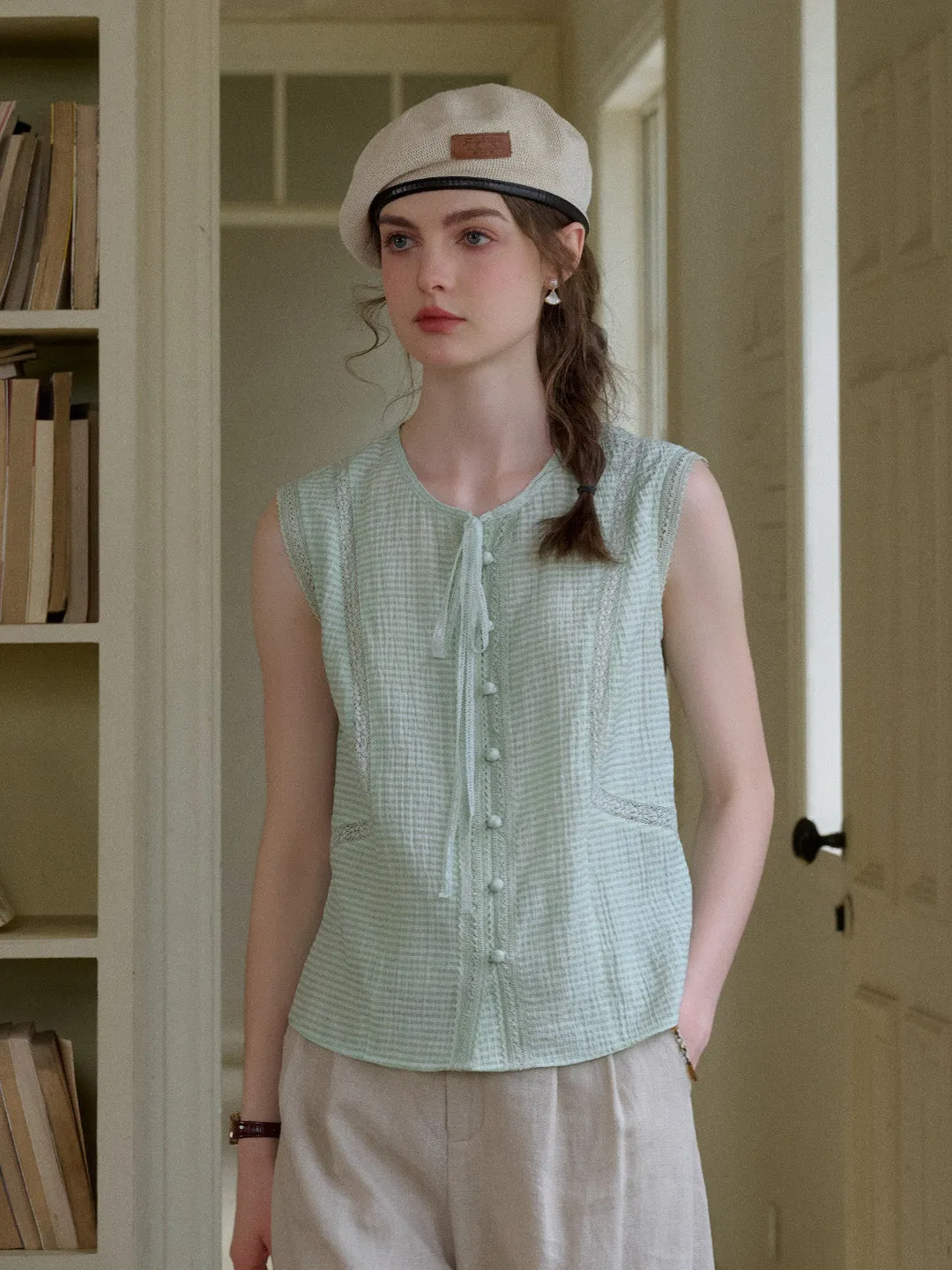 FlexibleKnit Flatlock Seam Technology Arabella Round Neck Lyocell Sleeveless Blouse