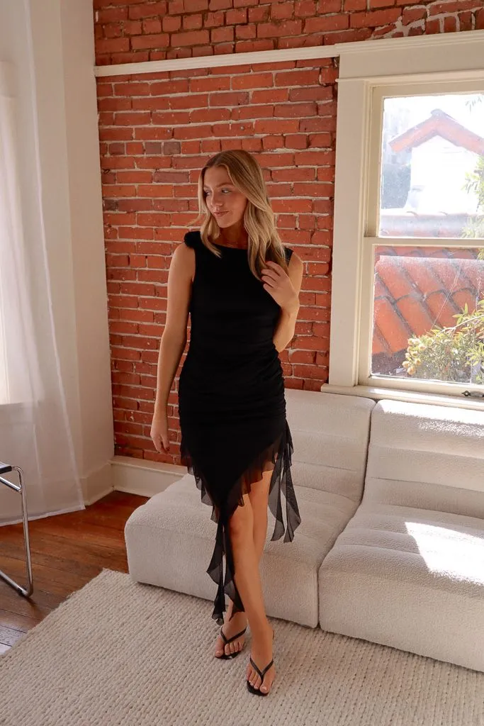 BiasCutSilhouette Neutral Form Aria Rosette Ruffle Mini Dress