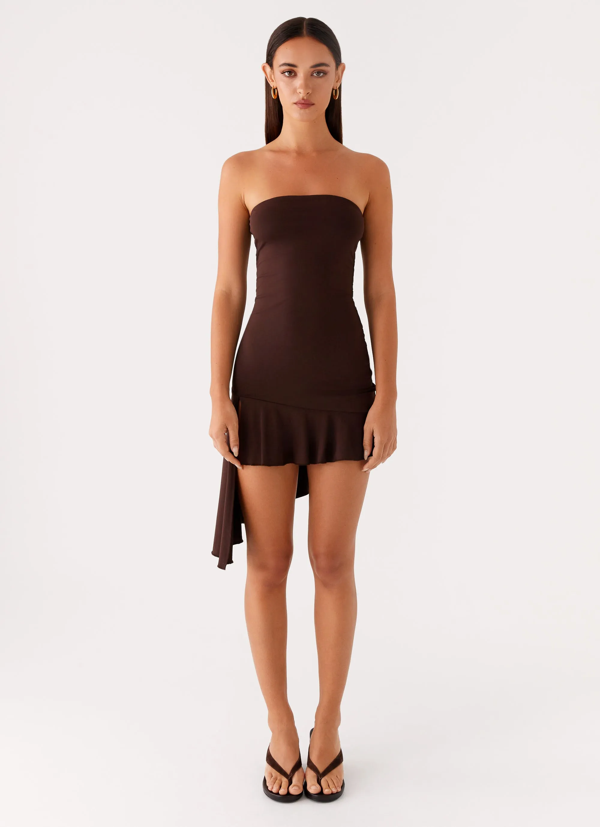Recycled-Material Lounge Style Arianne Mini Dress - Chocolate