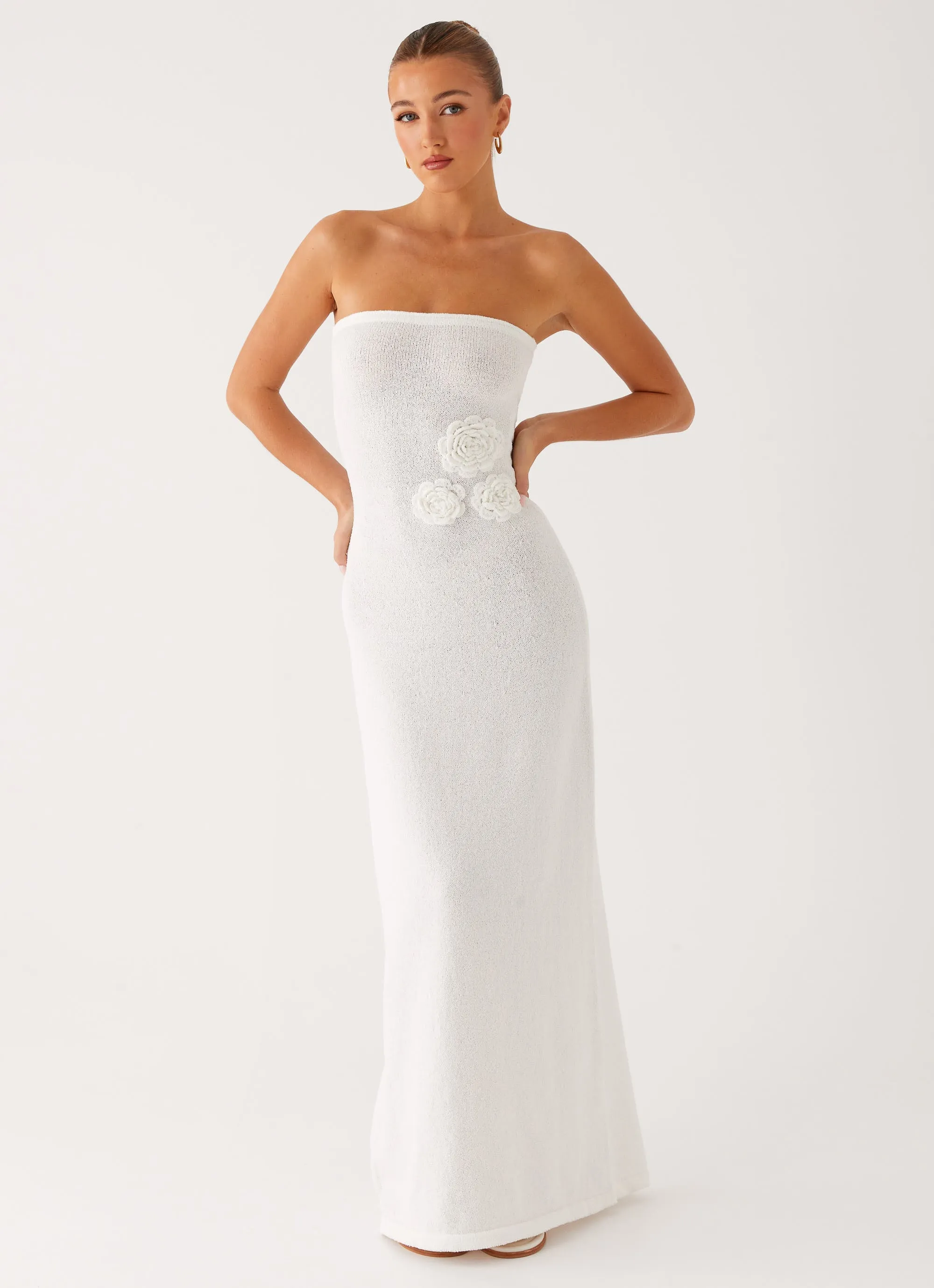 Arli Strapless Maxi Dress - Ivory Garden Fresh Smart Texture