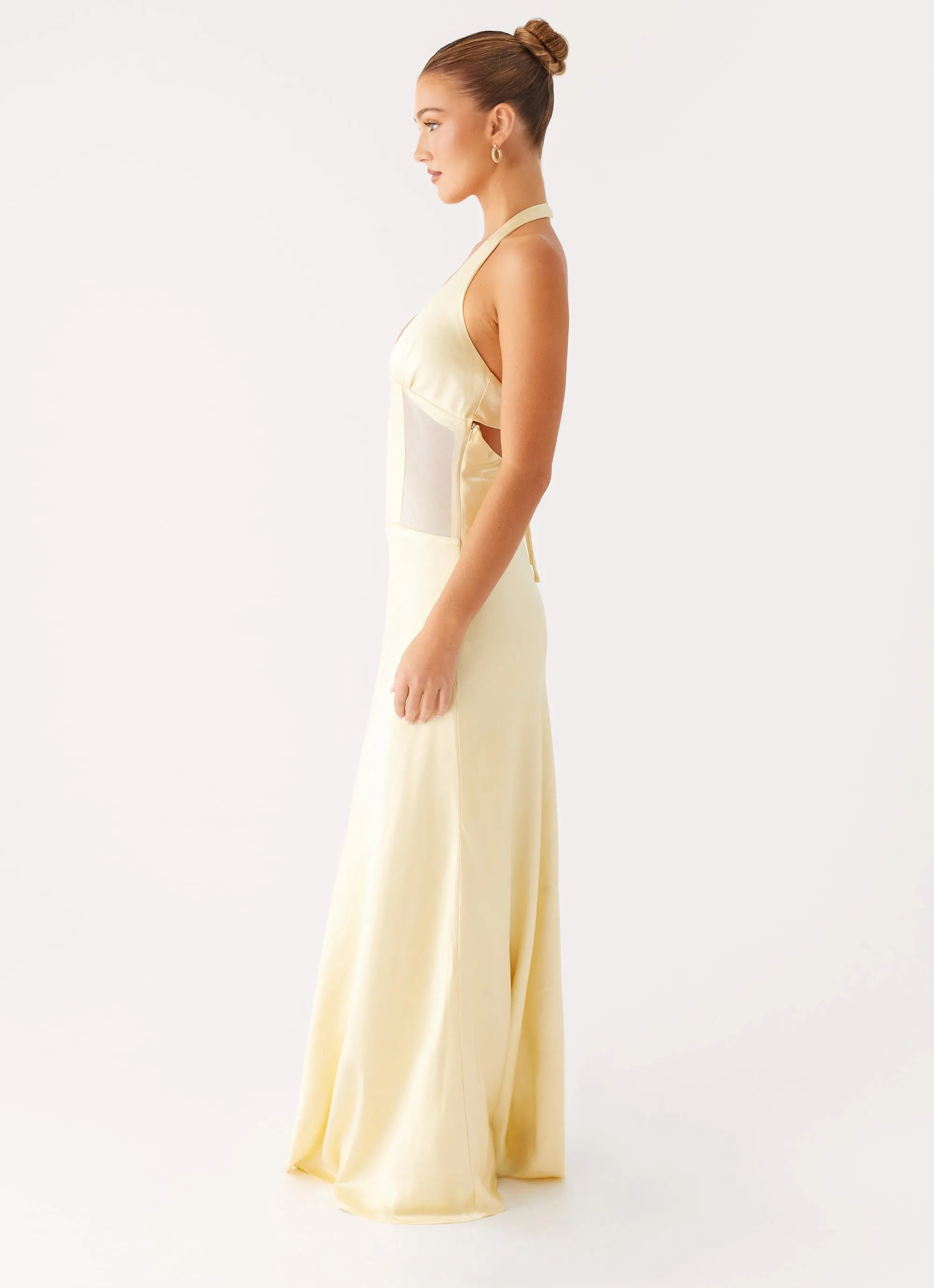 Ambre Mesh Panel Maxi Dress - Yellow Sleek Form