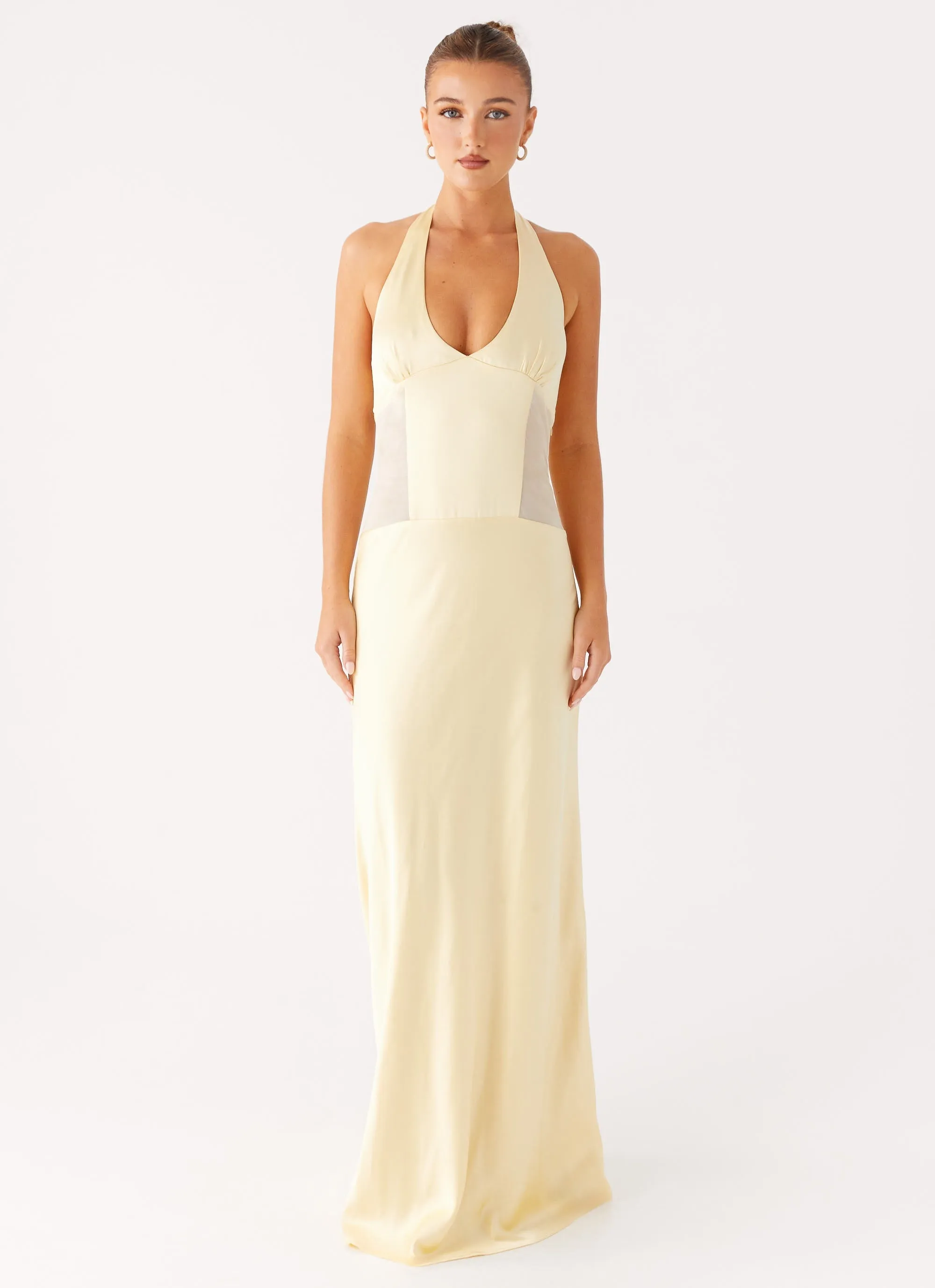 Date Ready Ambre Mesh Panel Maxi Dress - Yellow