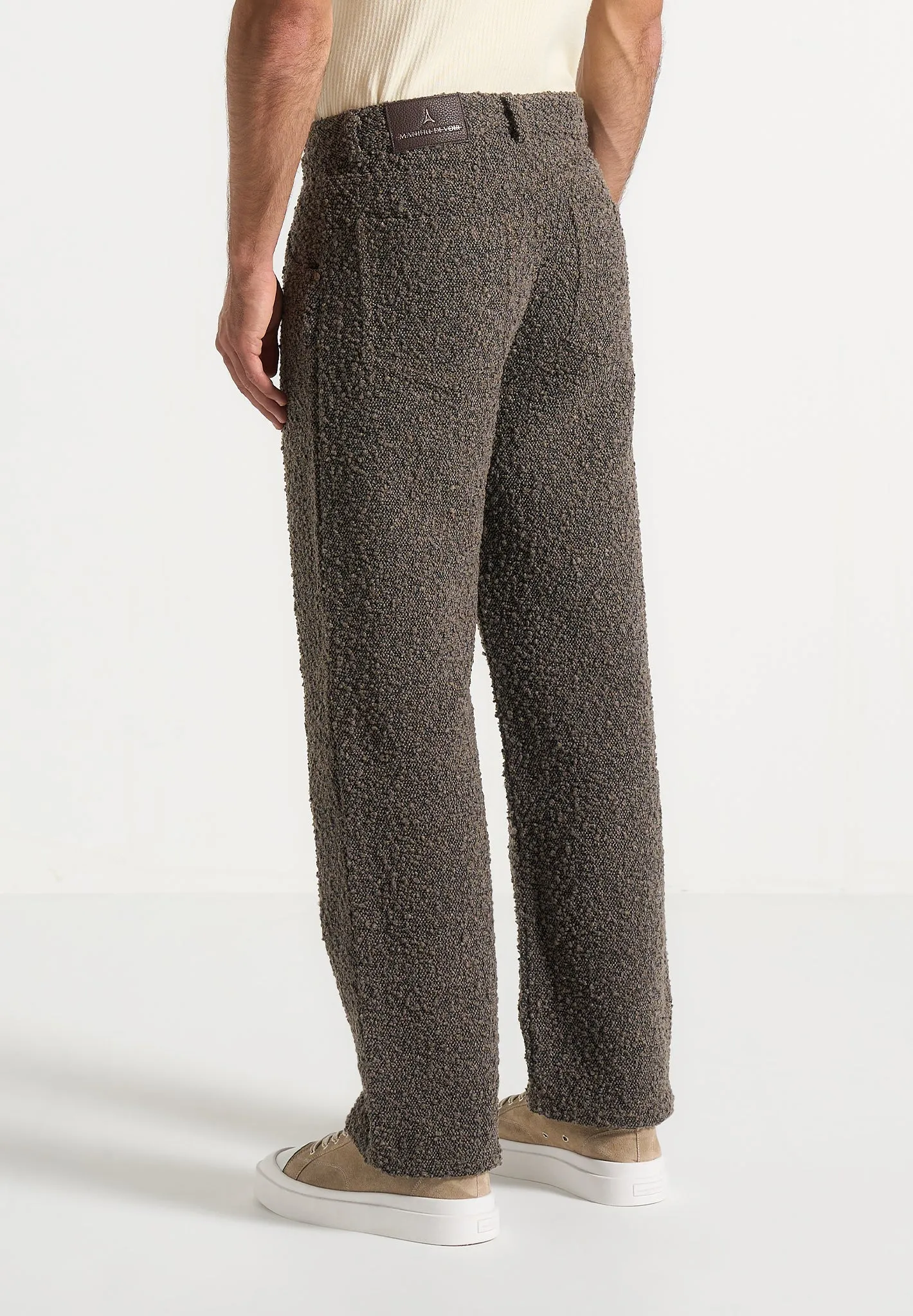 Arnault - Boucle Pleated Jeans - Brown Chill Comfort Parent Style Trend Setter