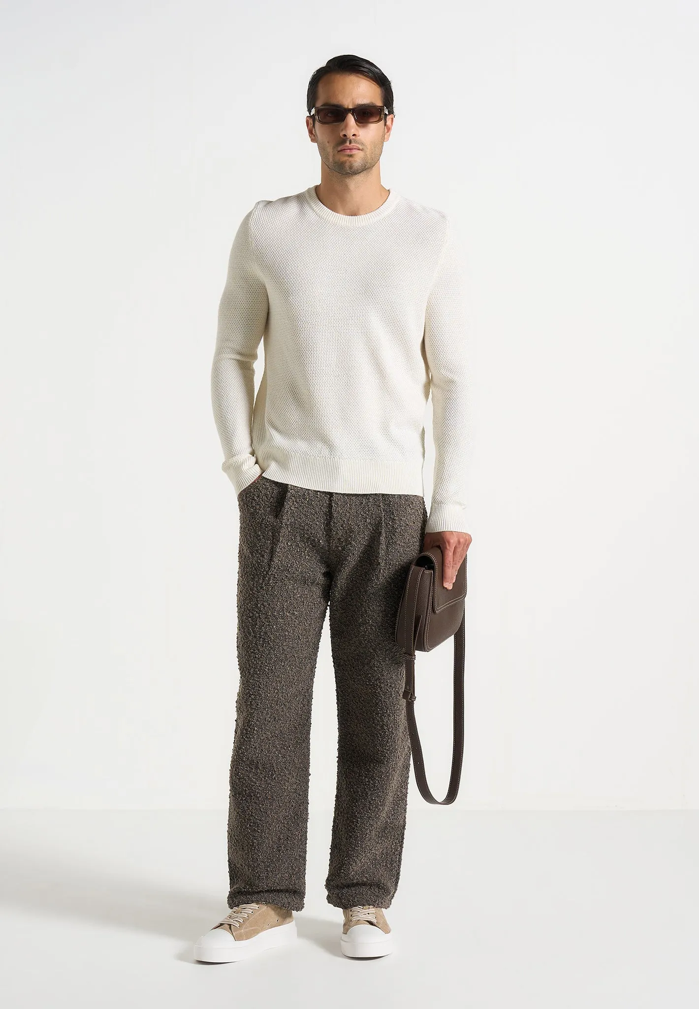 Arnault - Boucle Pleated Jeans - Brown Night Out City Walk Minimalist