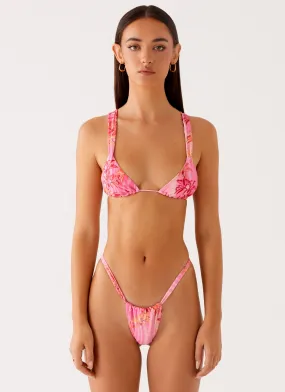 Arnie Bikini Top - Tropical Pink Print Chlorine Resistant Coating