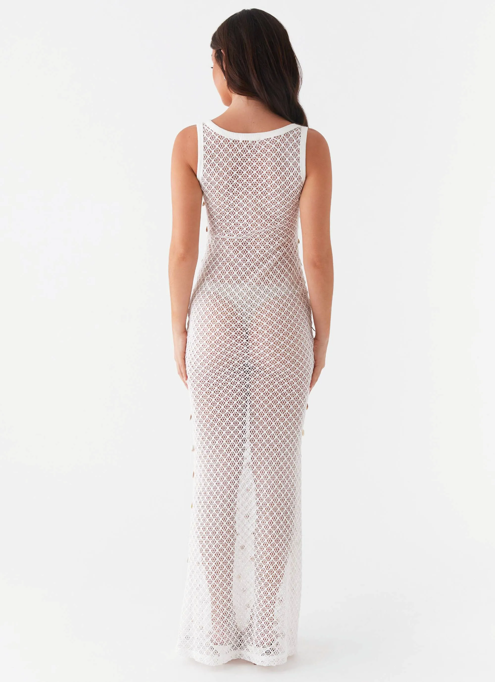 animal-print Floral Pattern Penida Shell Knit Maxi Dress - White