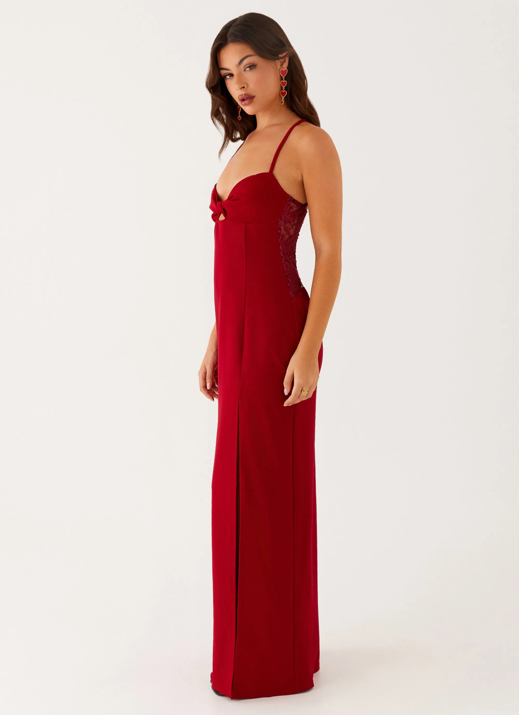 Heartbreaker Maxi Dress - Deep Red Scoop-Neck