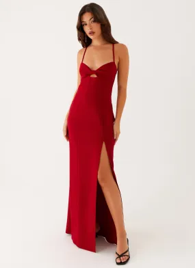 Wide Hemline Heartbreaker Maxi Dress - Deep Red