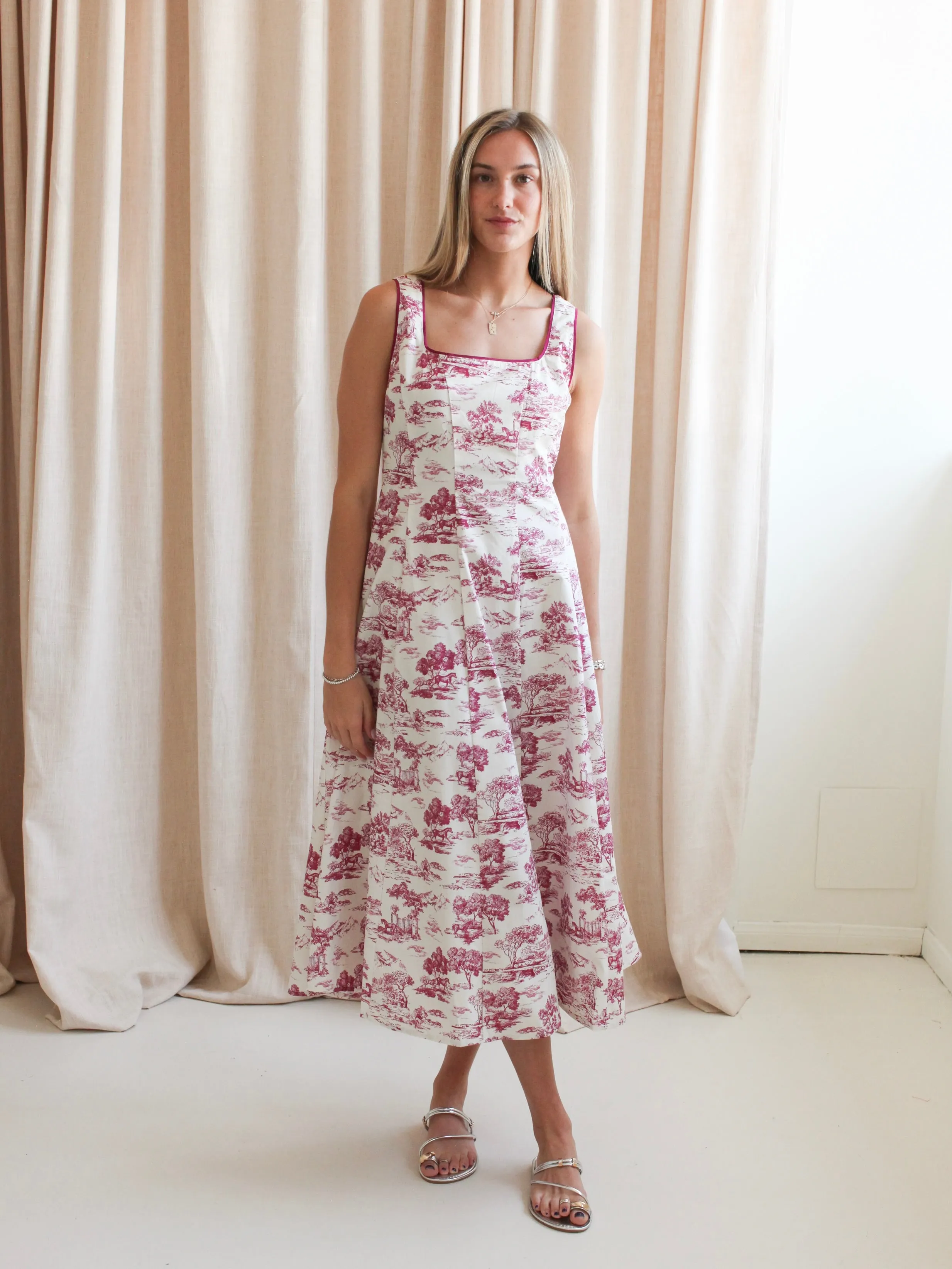 Vienna Toile Midi Dress Texture Softness