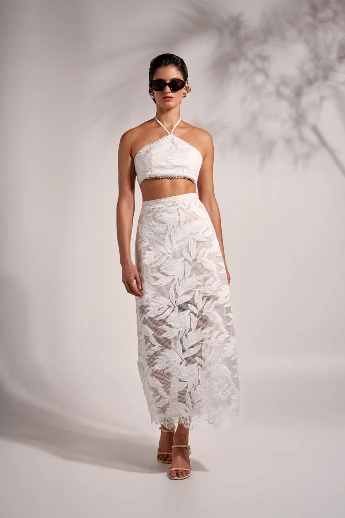 Flexible Material Multi Pocket Configuration ARYA MAXI SKIRT WHITE