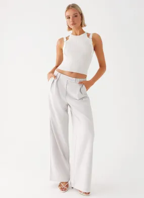 Water Resistant Finish Layered Wear Asha Low Rise Pants - Ivory