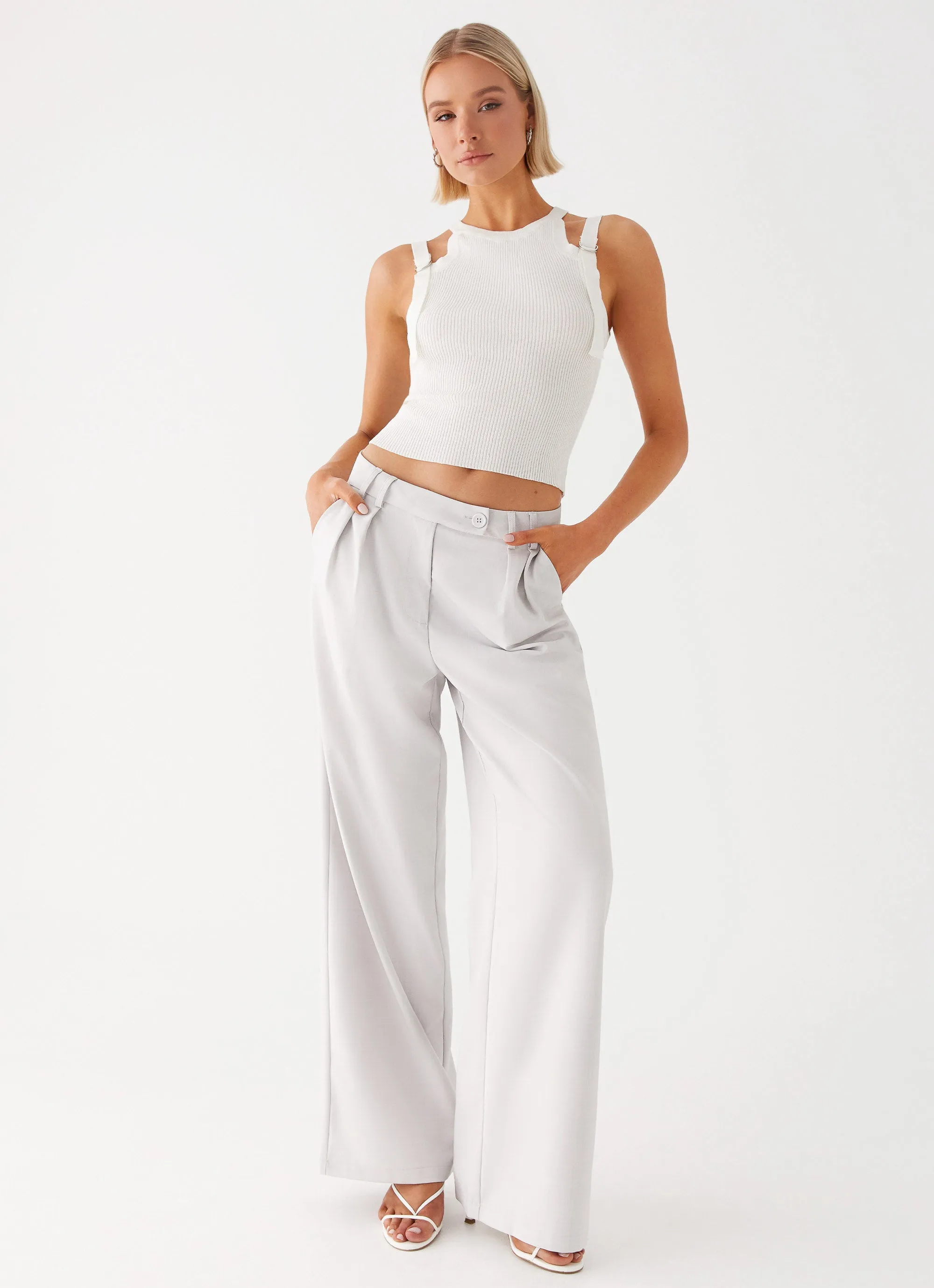 Water Resistant Finish Layered Wear Asha Low Rise Pants - Ivory