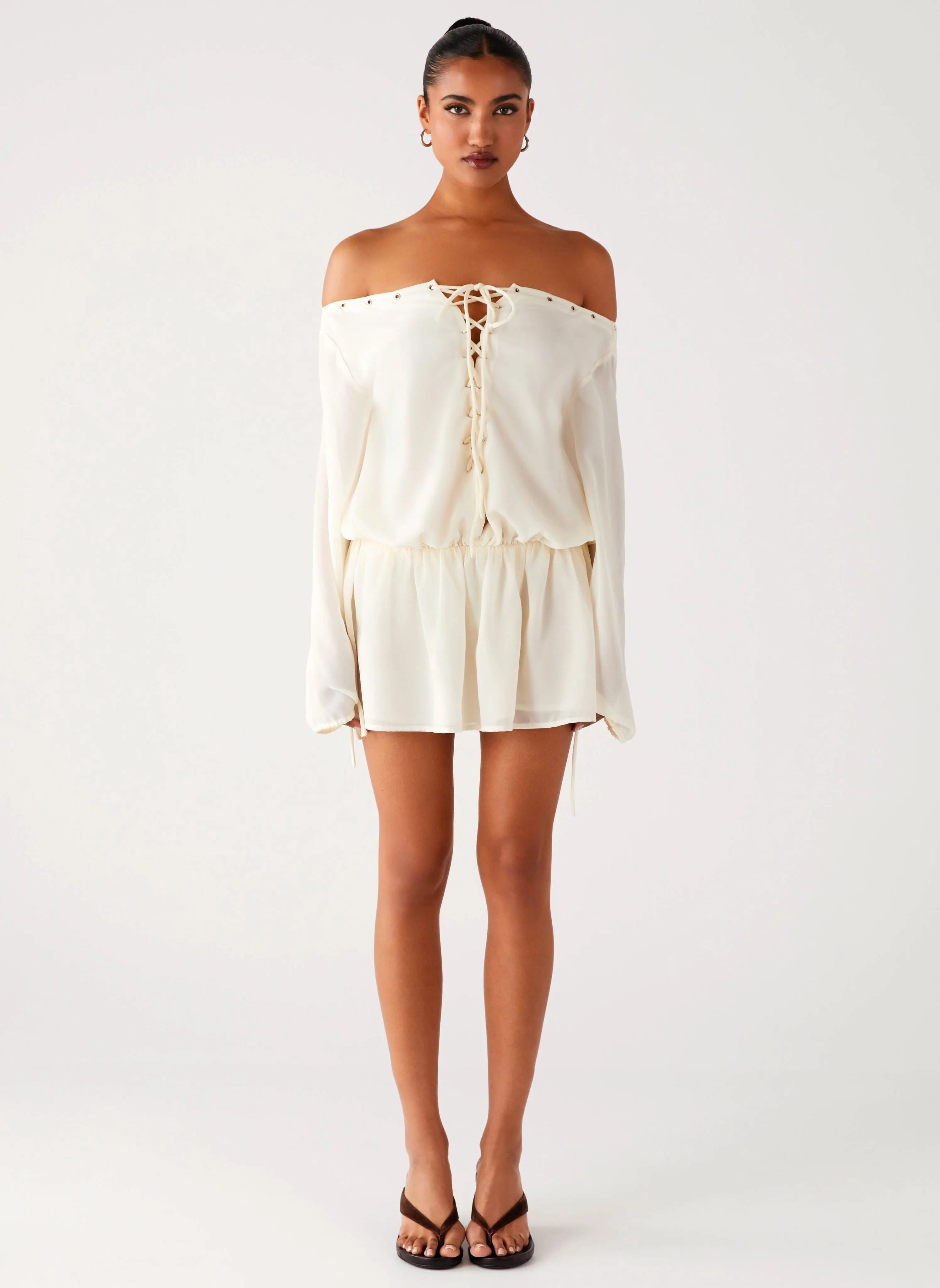 Astaria Mini Dress - Ivory Lightweight Fit