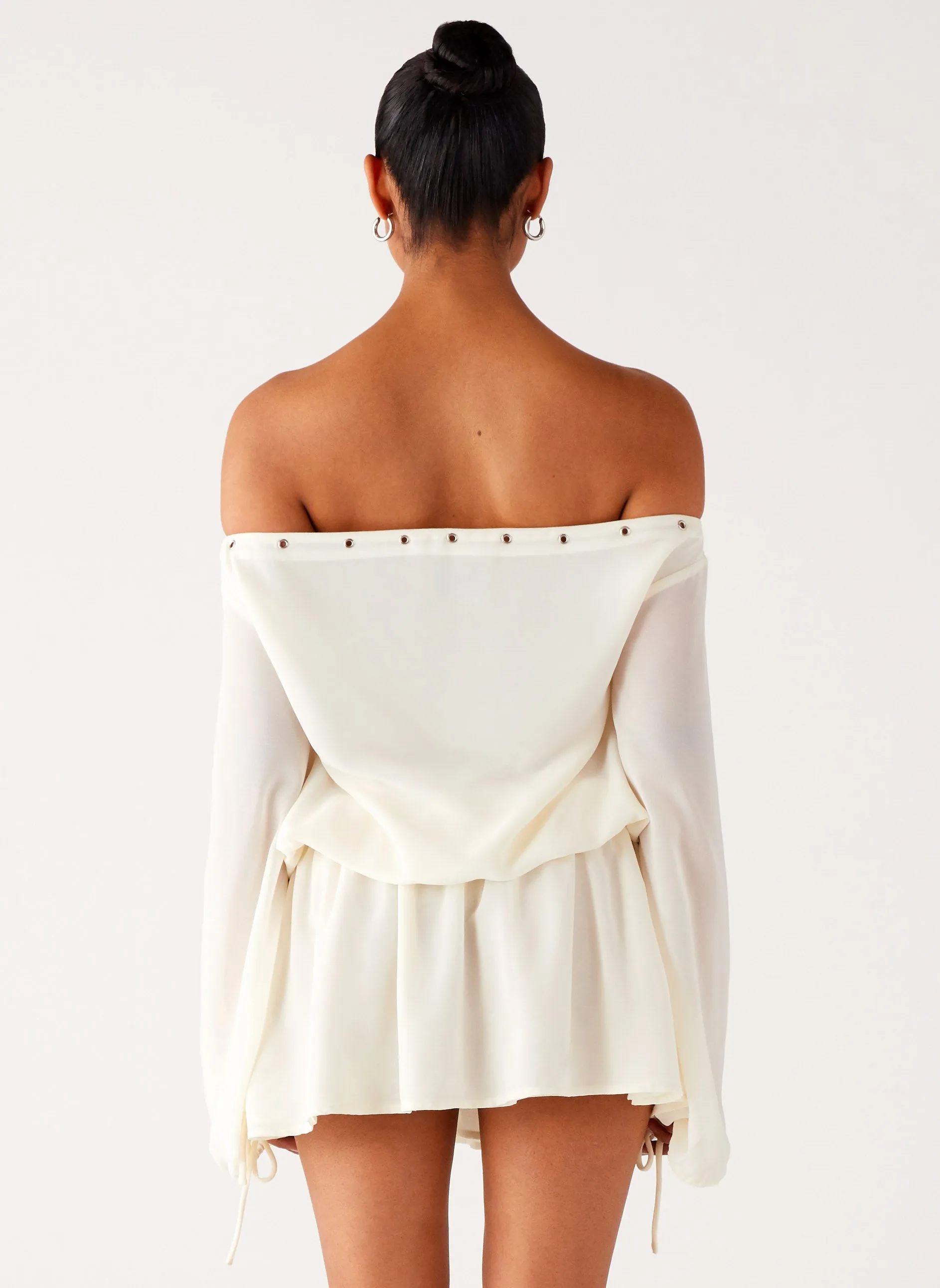 Side Slit Astaria Mini Dress - Ivory