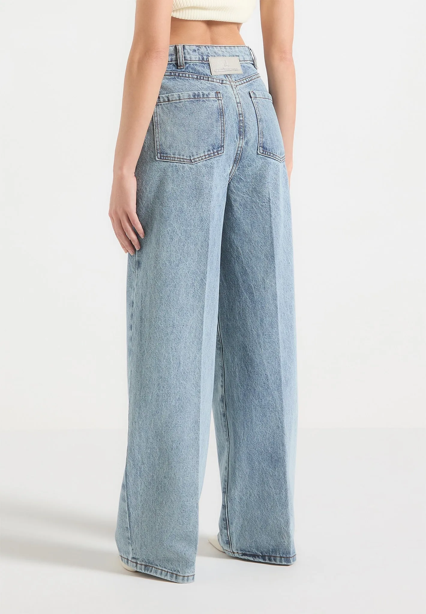 Astrid - Wrapover Wide Leg Jeans - Mid Blue Festival Outfit Minimalist Style Stylish Daily Wear Parent Style
