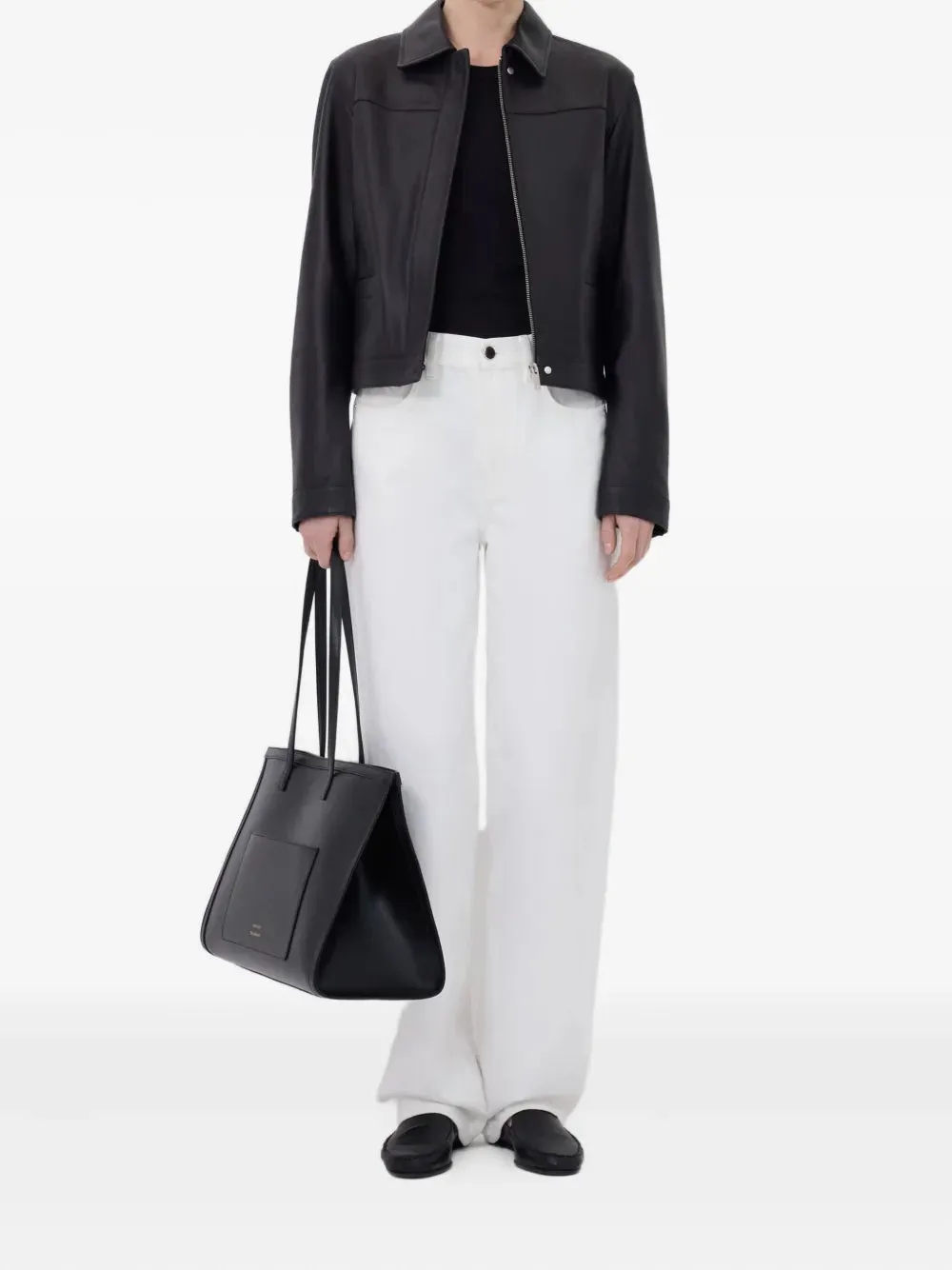 Ascot Leather Jacket in Black Double Layer Design