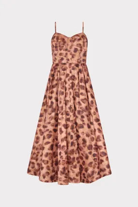 Flowing Layers Queen Leopard Print Taffeta Bustier Dress