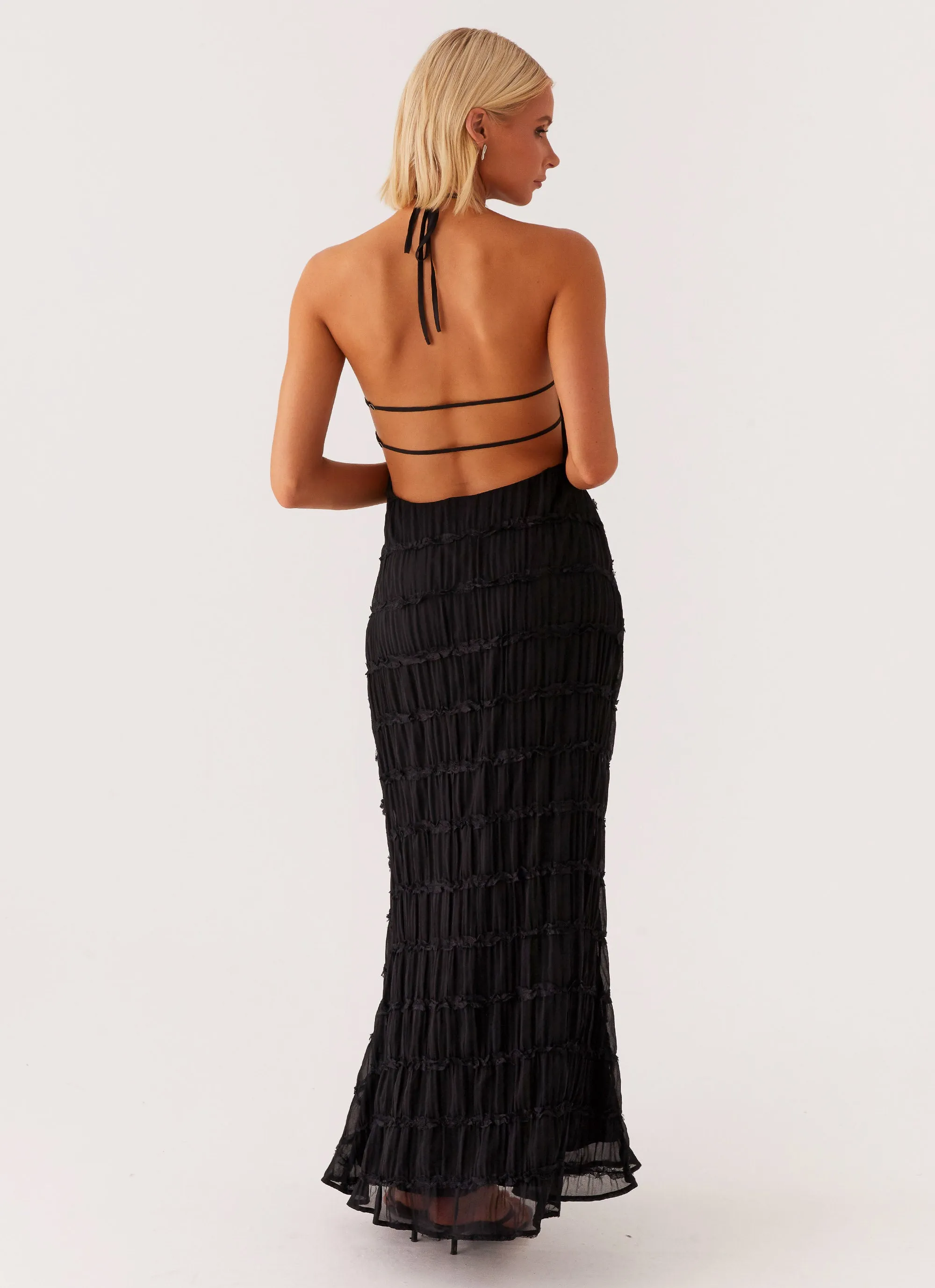 Aullie Maxi Dress - Black retro-style Cool Texture
