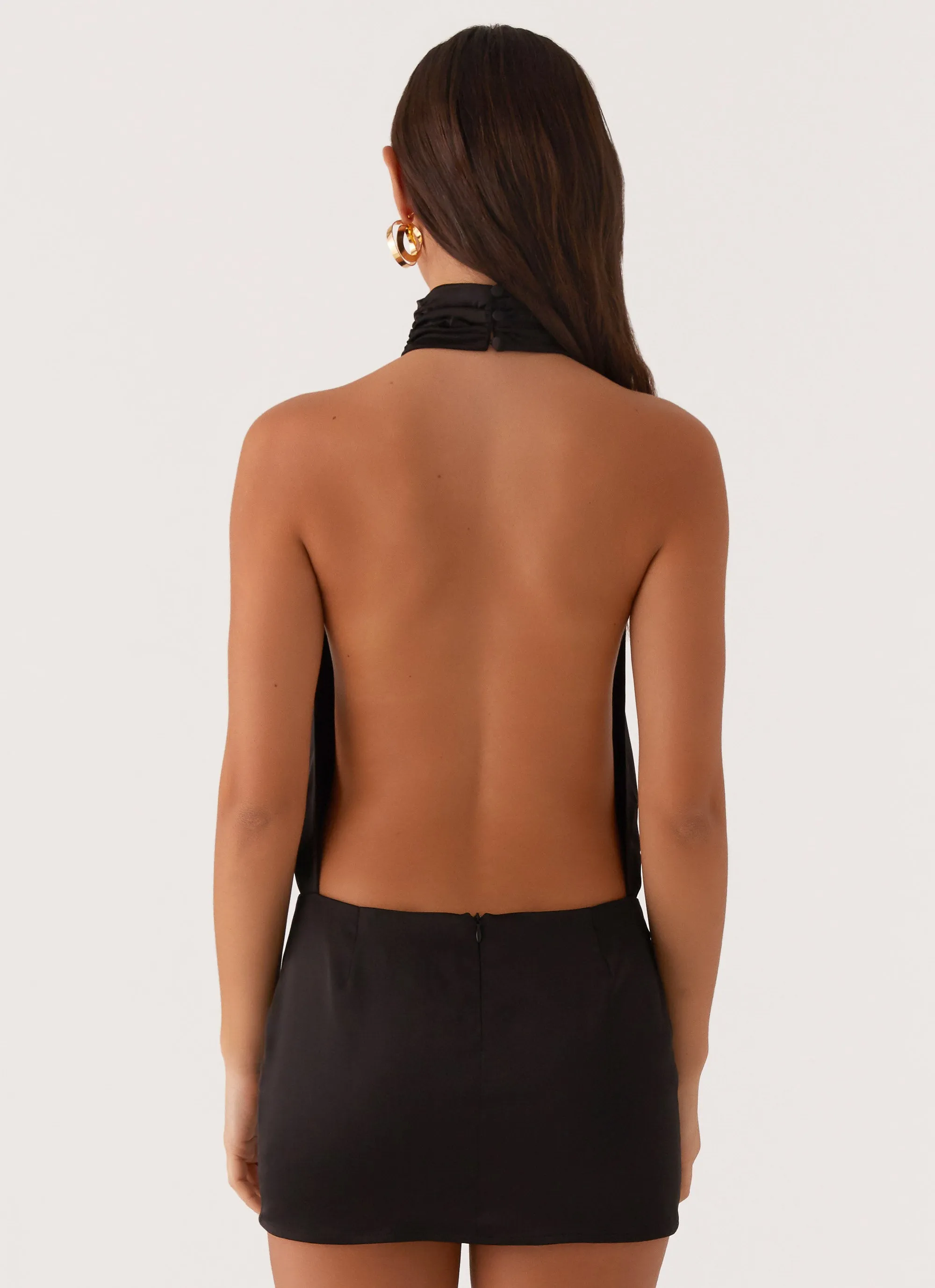 Versatile Wear Birdie Halterneck Mini Dress - Black