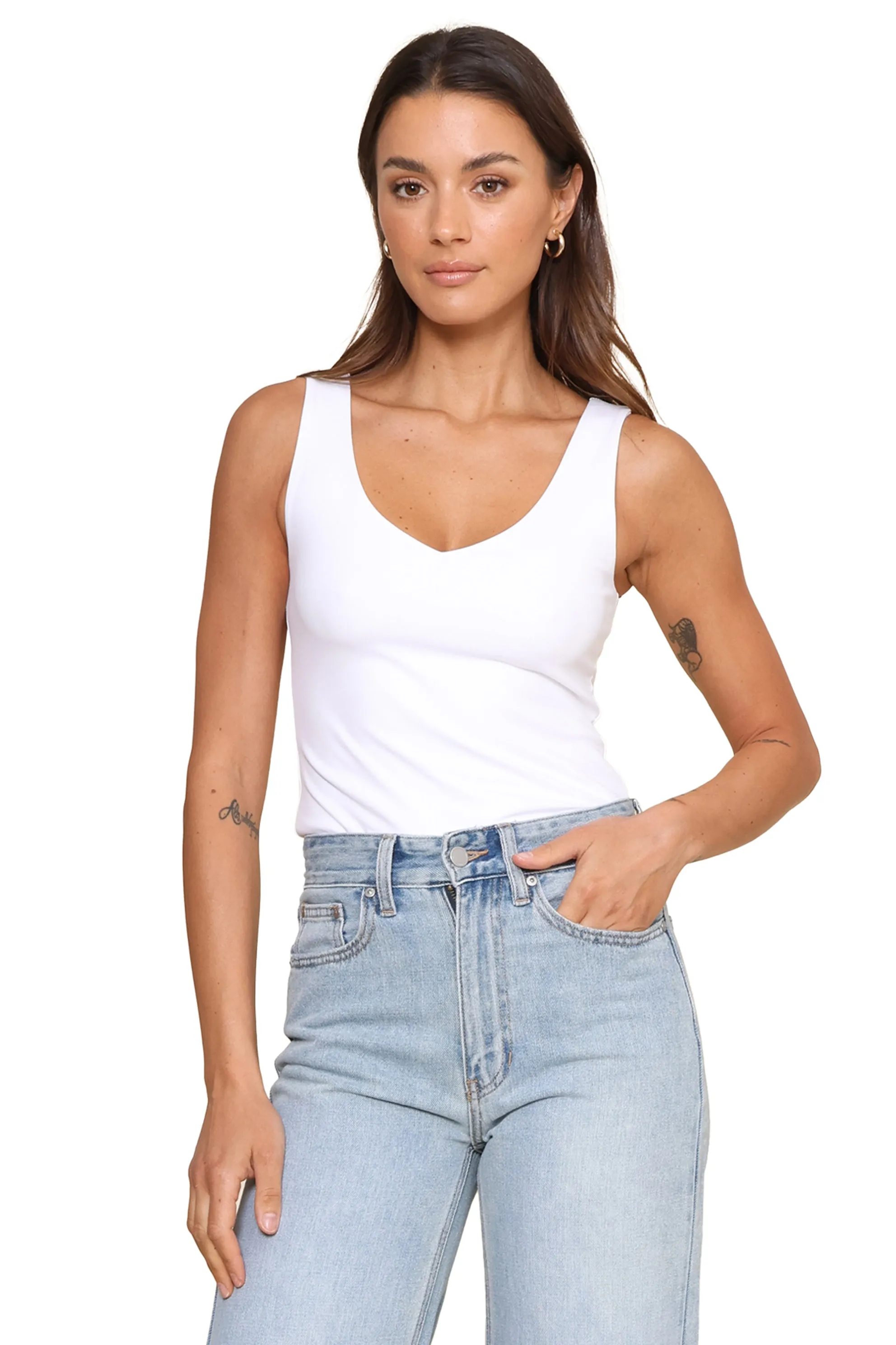 Ribbed Trim Avala V-Neck So Smooth Top