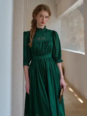 Flattering Look Averie Lace Panel Emerald Green Dress