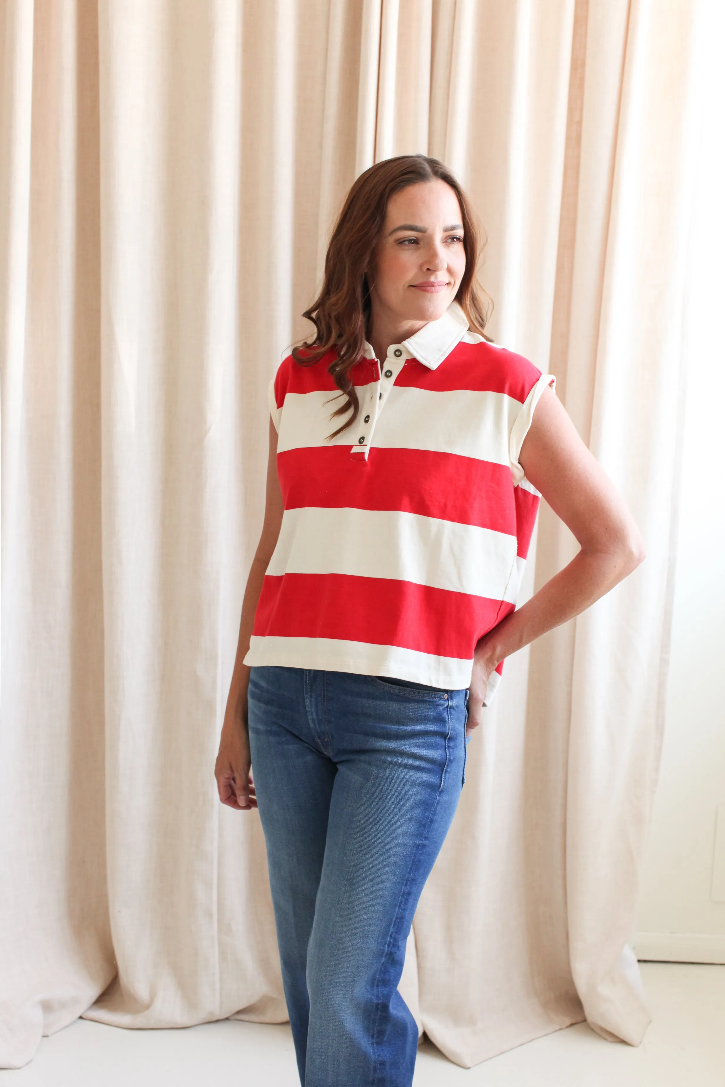 FlexibleSole Avery Red Stripe Polo