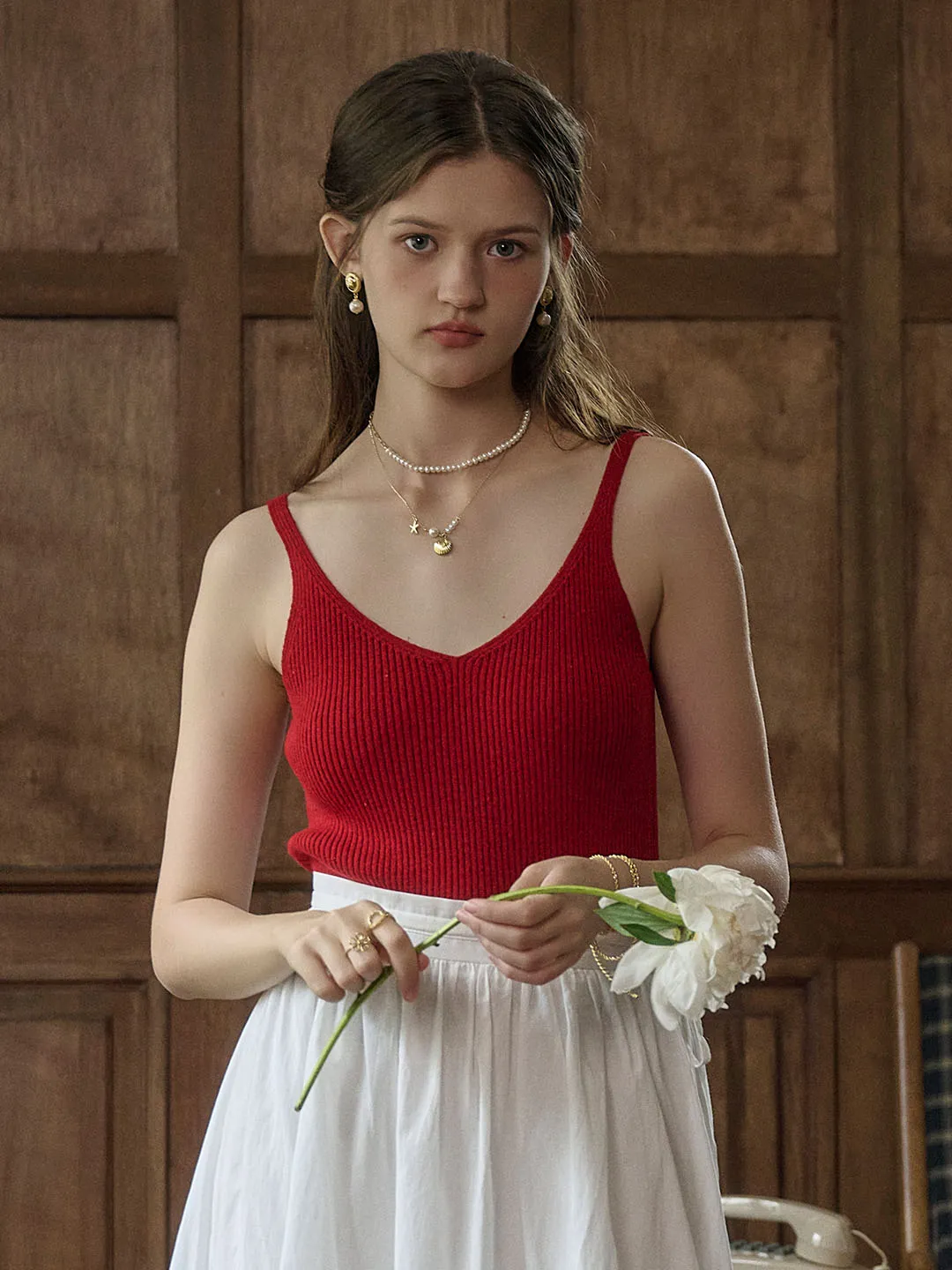 Durable Interlock Stitch RubberizedGrip Avianna V-Neck Knit Camisole Top