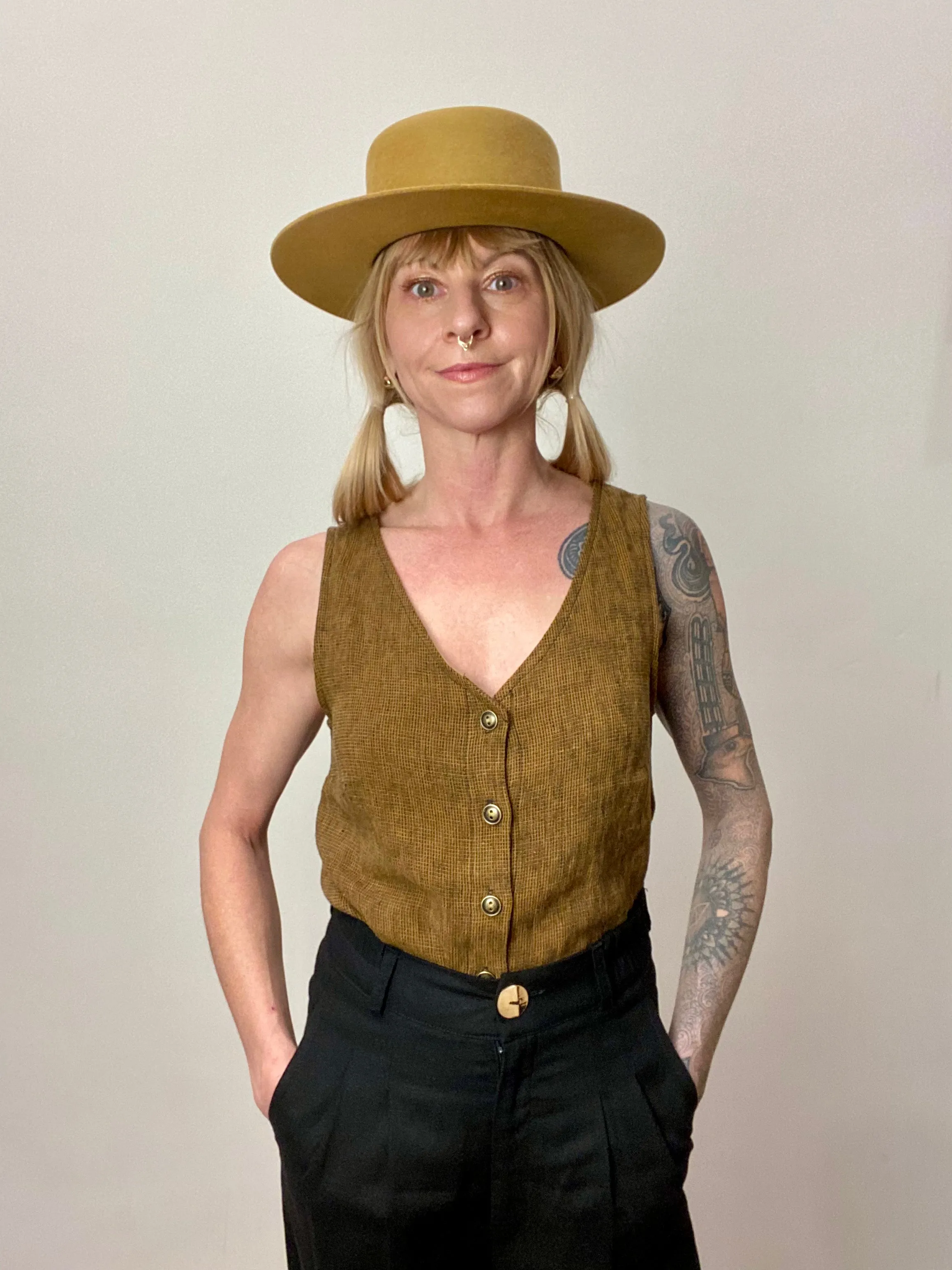 Aviva Top in Golden Checker Durable Construction Hypoallergenic Lining