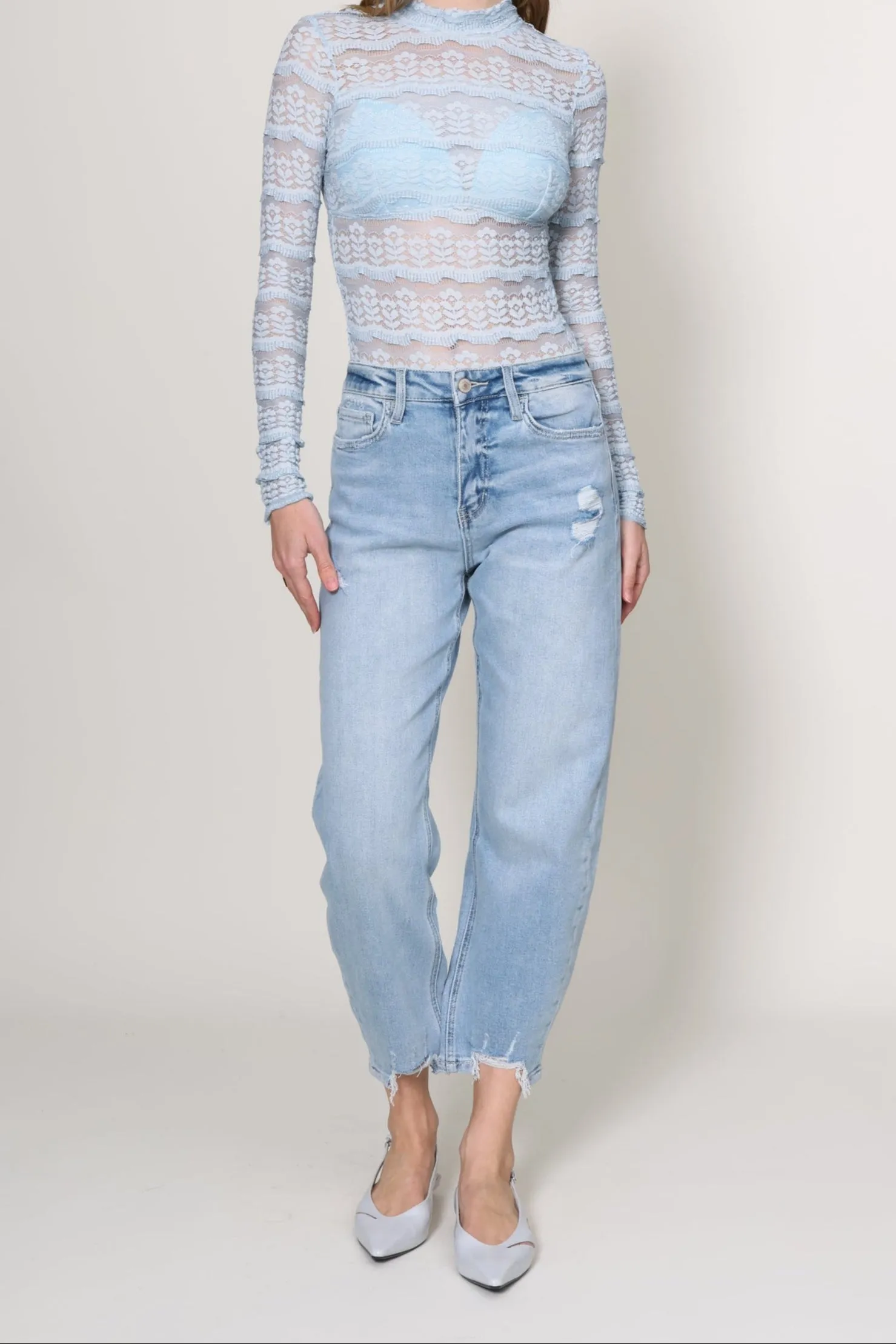 Wrinkle Free Fabric AntiPilling Awe Mini Barrel Jean