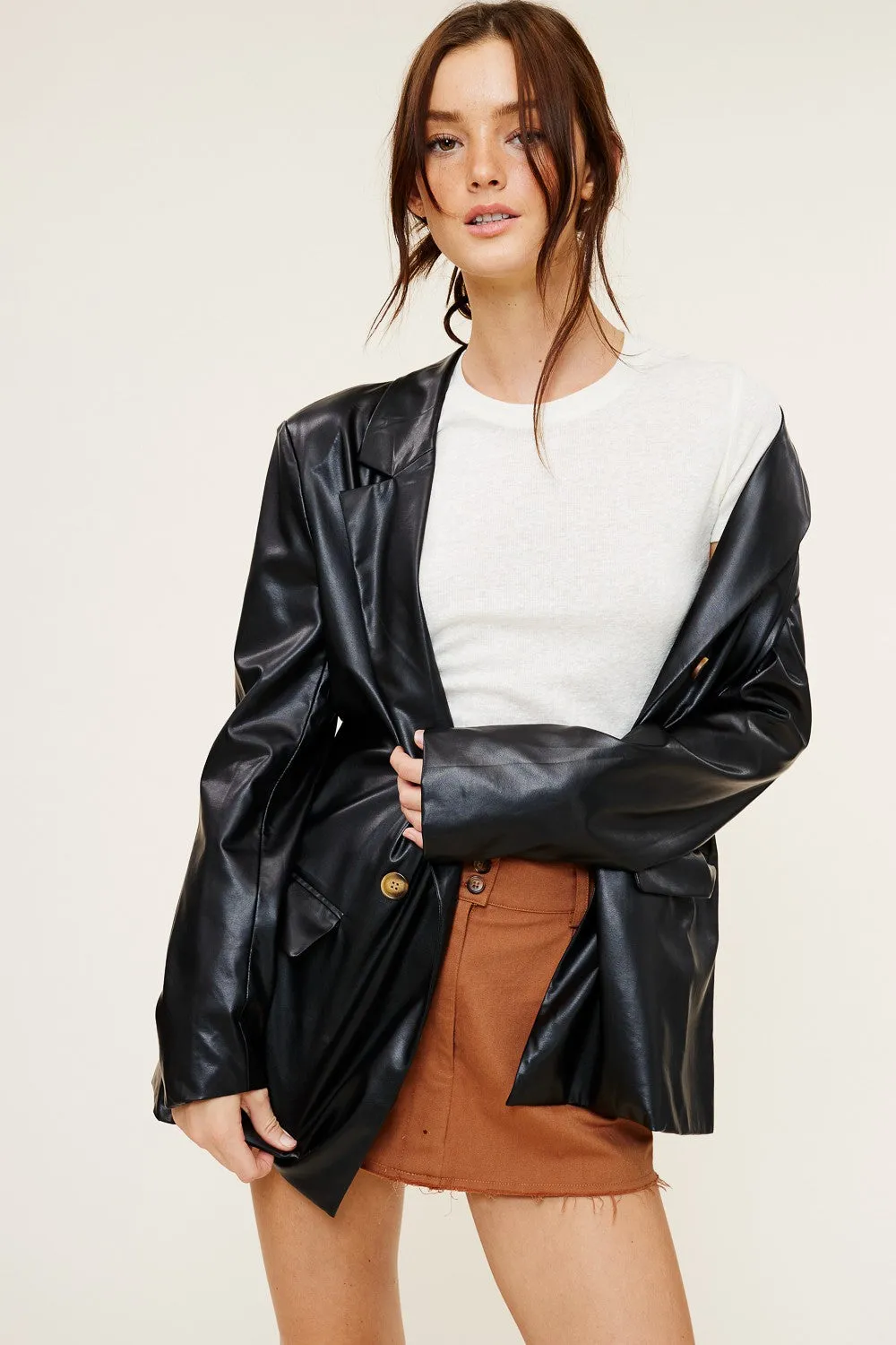 Axel Faux Leather Blazer AbrasionResistant Finish FadeResistantTechnology