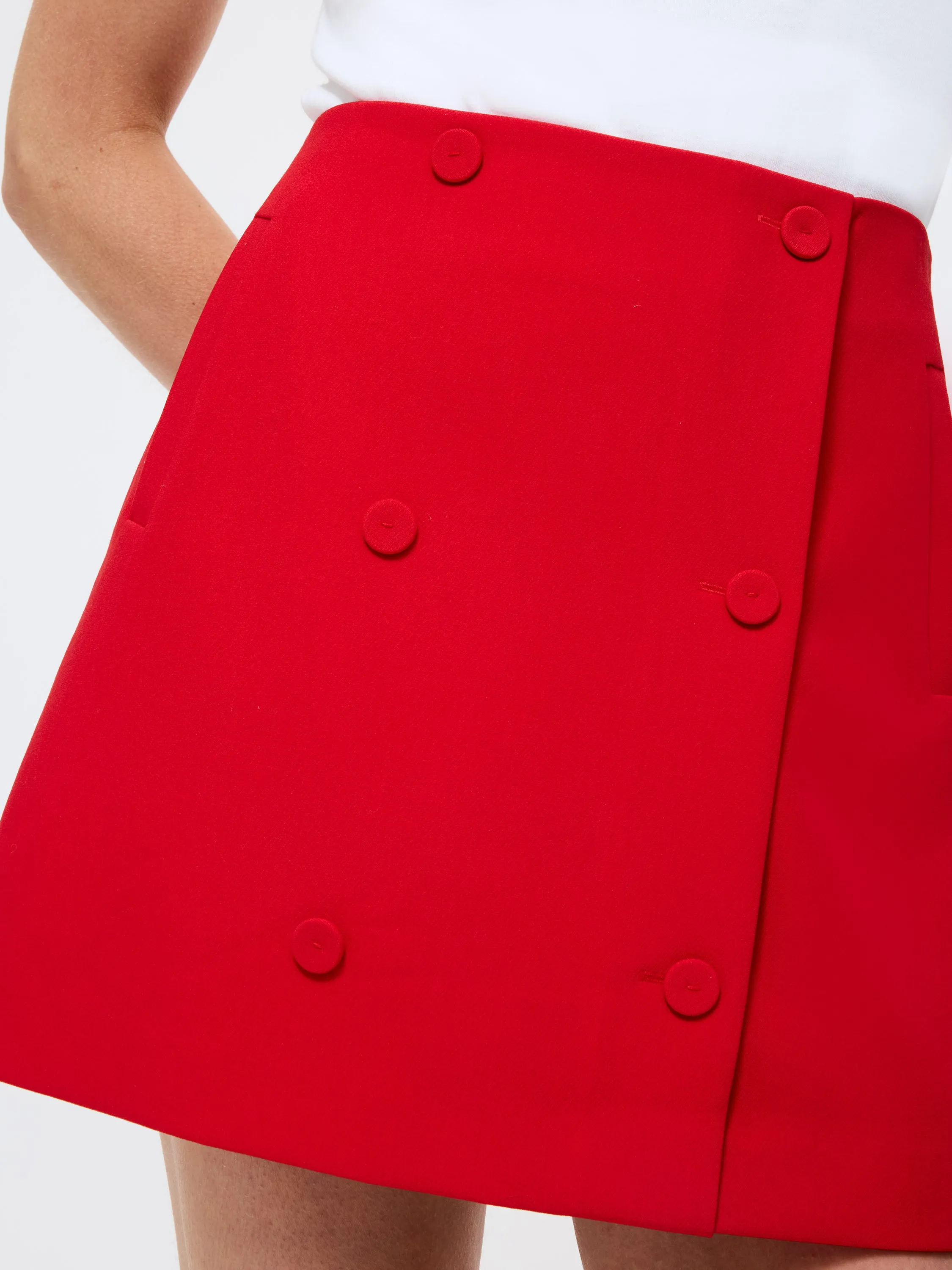 Azra Twill Double Breasted Mini Skirt Adjustable Ties