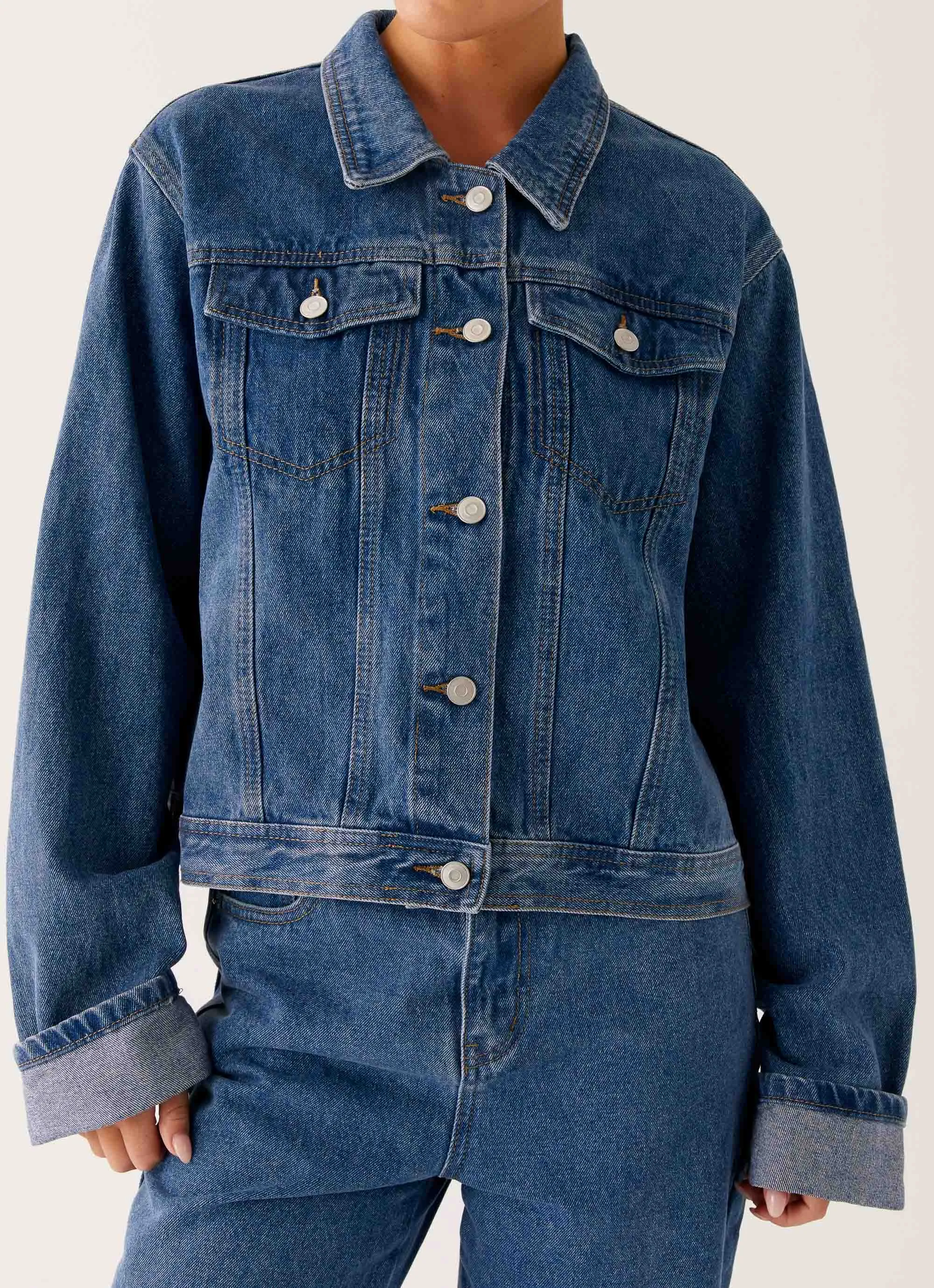 Transform Back Again Oversized Denim Jacket - True Blue