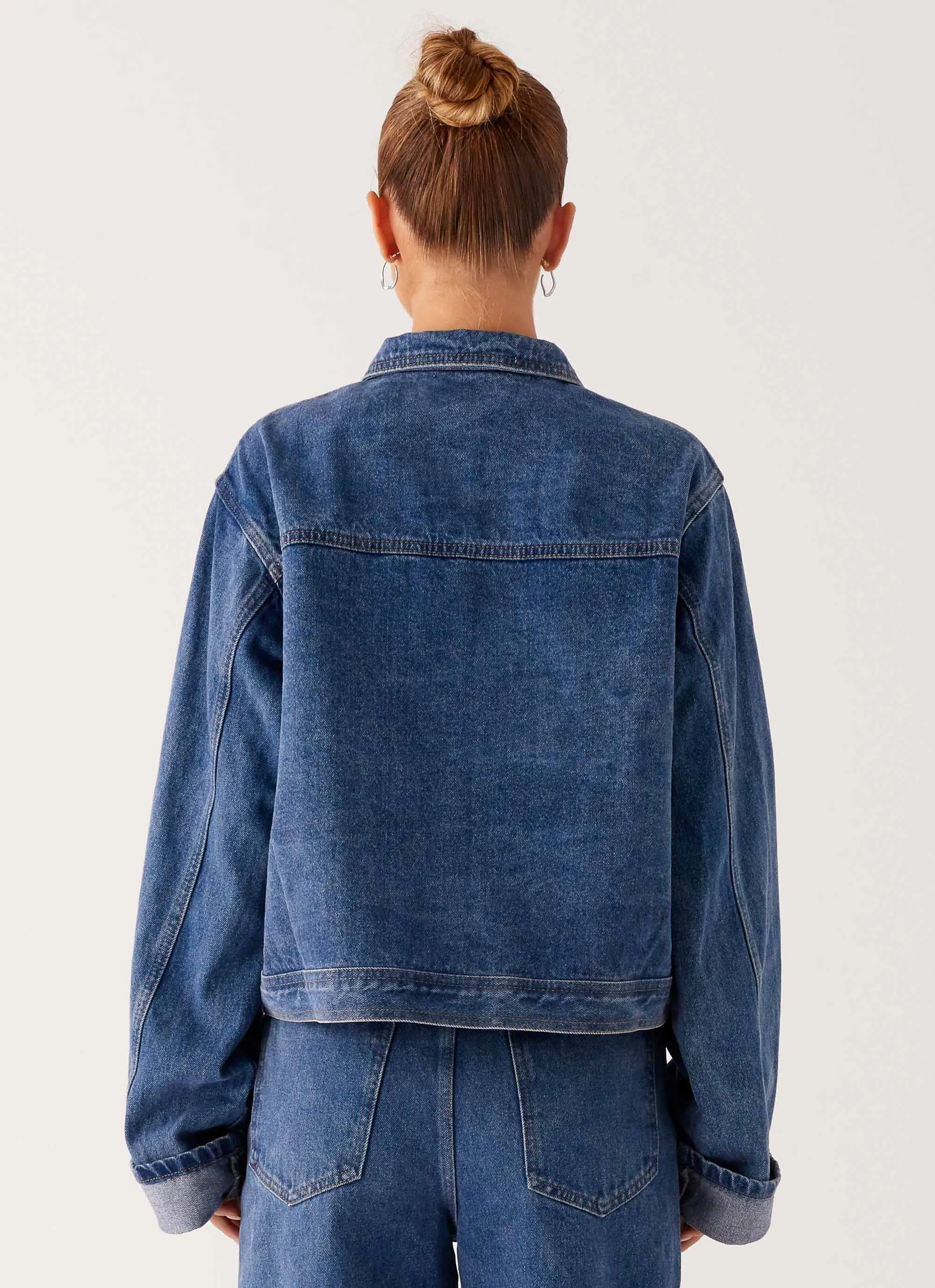 Back Again Oversized Denim Jacket - True Blue Minimize