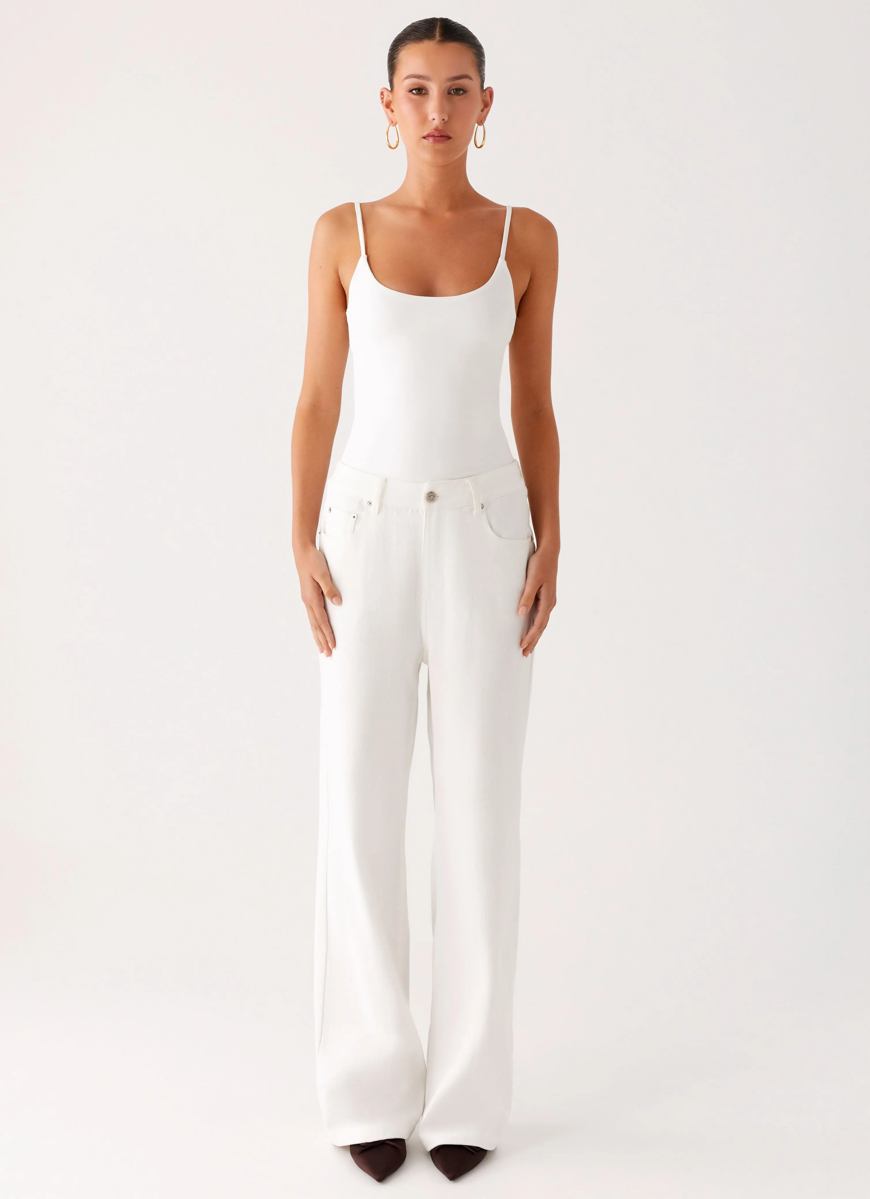 Comfy Vibes Back Again Straight Leg Denim Jeans - White