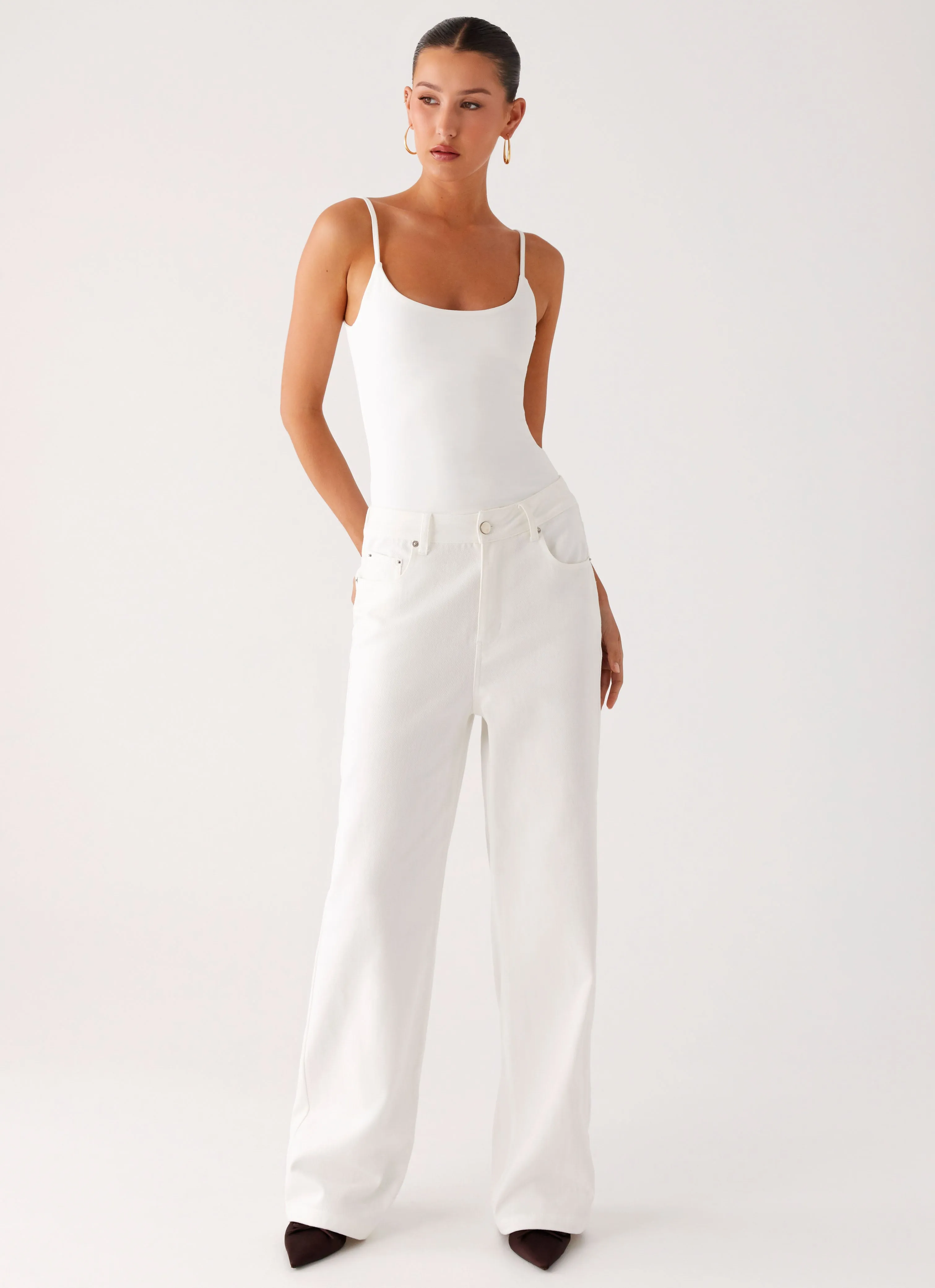 Outfit Formula Back Again Straight Leg Denim Jeans - White