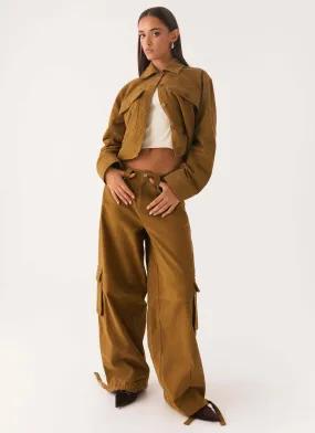 Solid shade Back In Time Cargo Pant - Brown