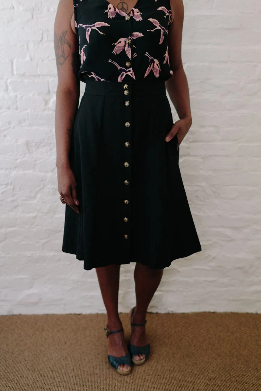 Outdoor Ready Bae Skirt in Black Linen