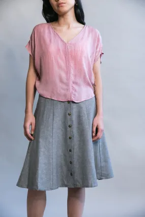 High Waist Stretch Bae Skirt in Taupe Linen