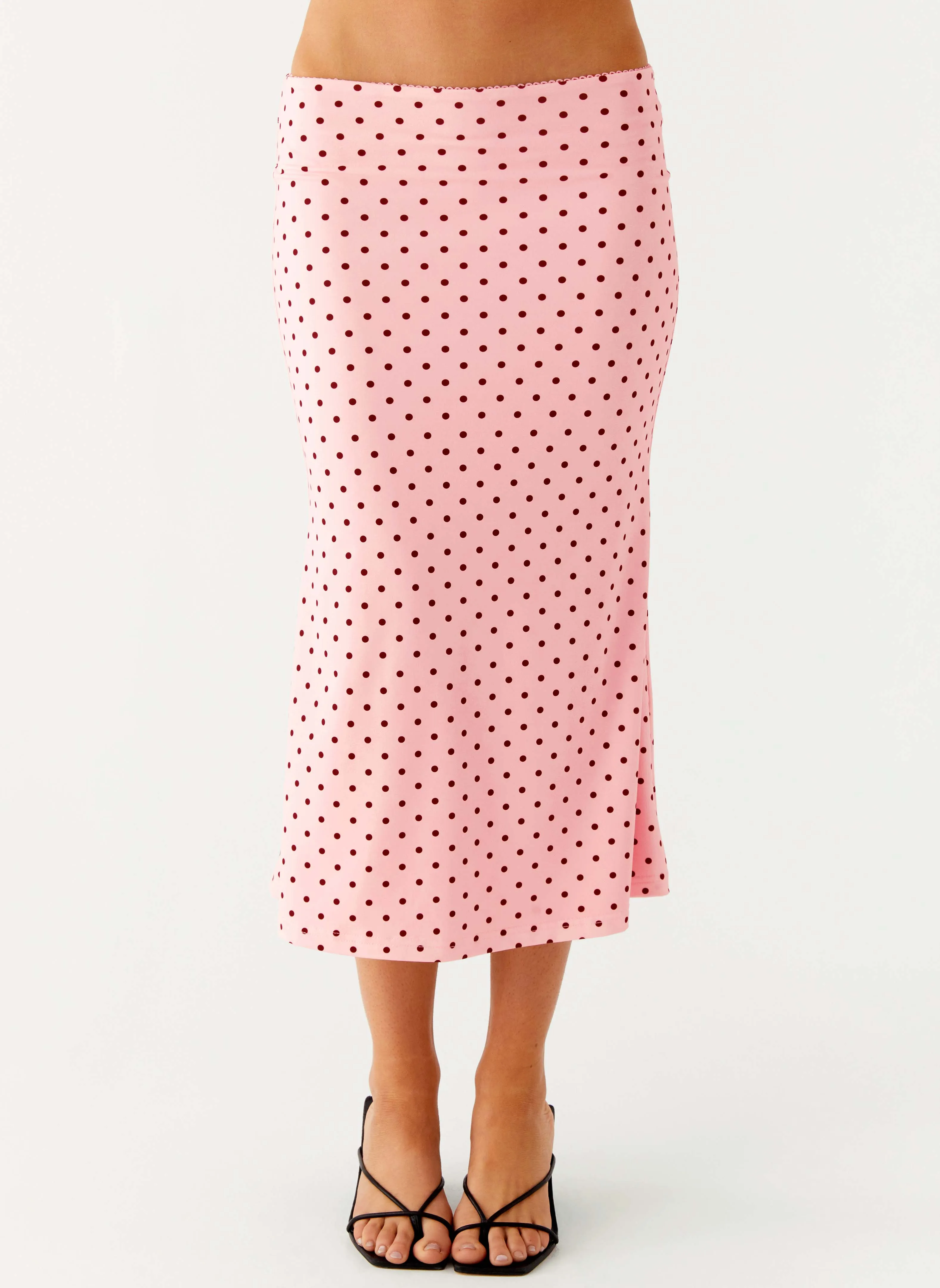 Bahama Low Rise Midi Skirt - Strawberry Dot Cozy Tones Holiday Travel