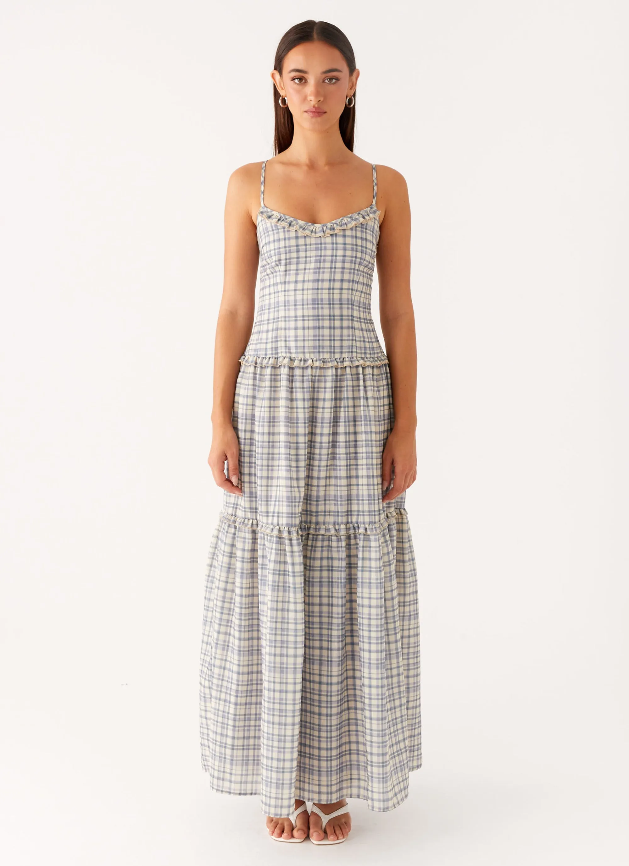 Maternity-Fit Bold-Color Hermie Midi Dress - Check