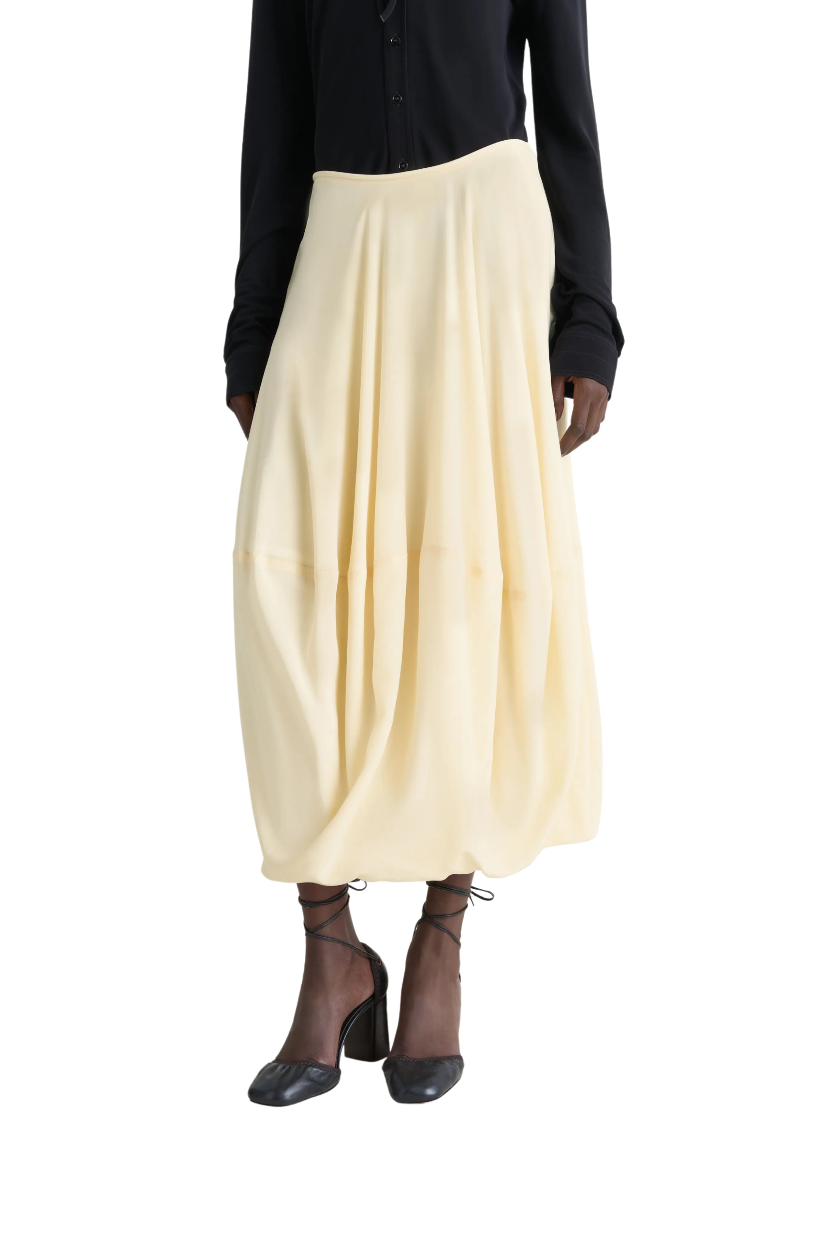 Pleated Construction Layered Look Balloon Skirt