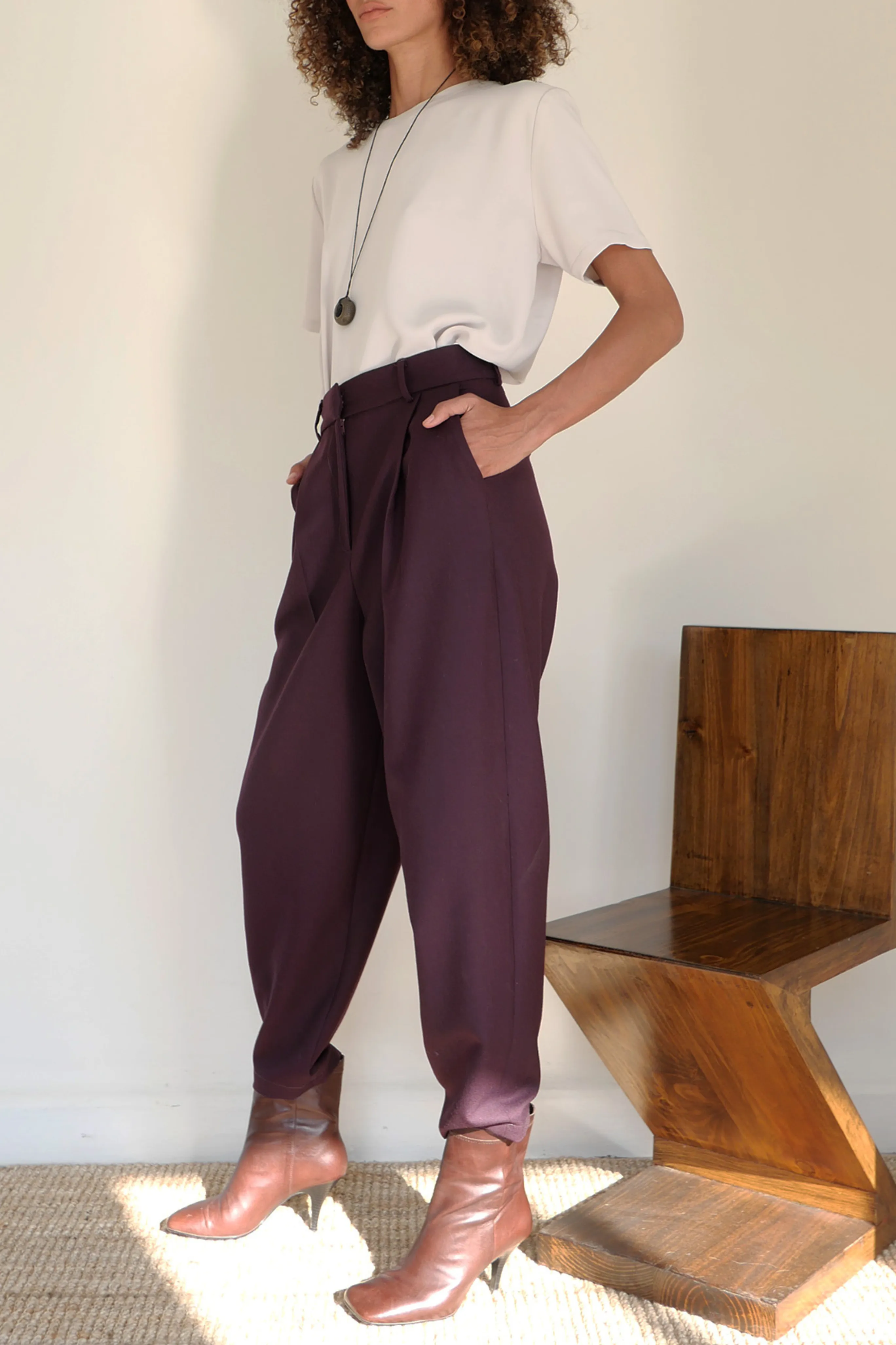 SlimFit Barrel Trouser - Plum