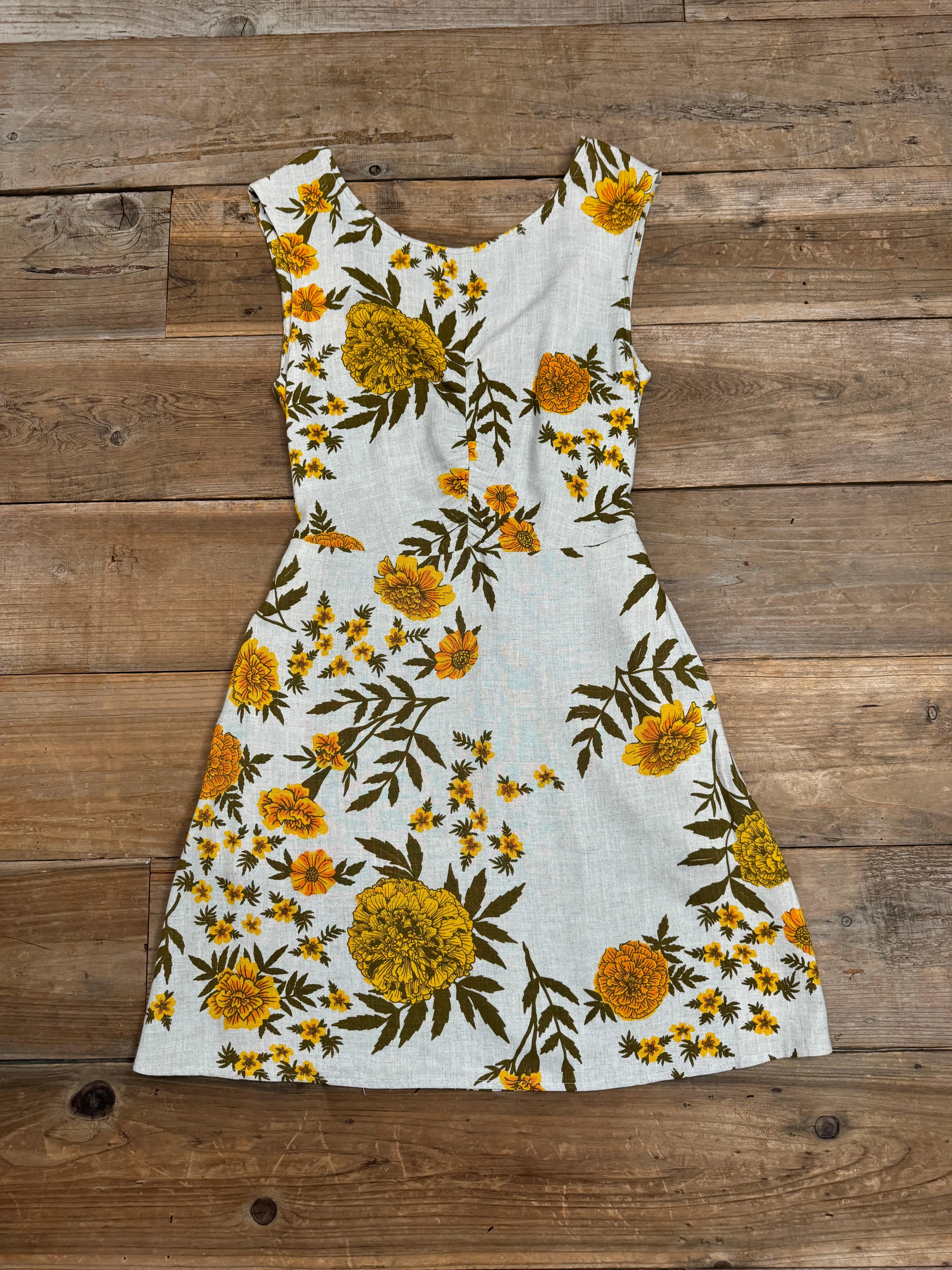 Earthy Hue Archie Dress in Oat Marigold Linen