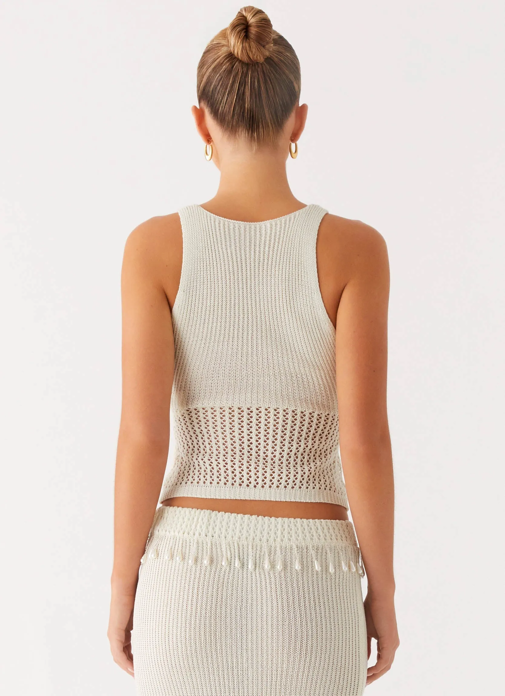 RibbedHemline Basilia Knit Top - Off White