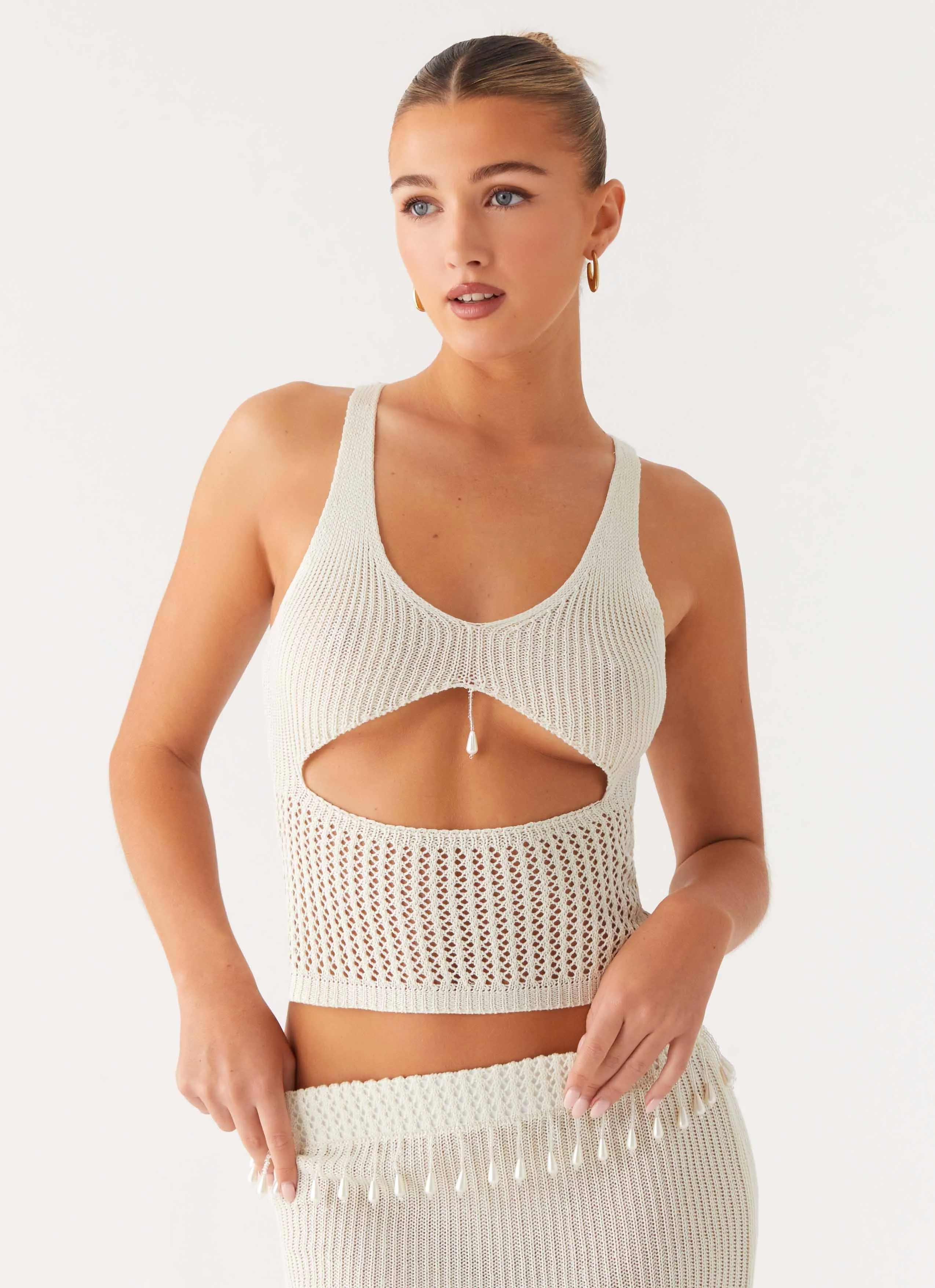 Basilia Knit Top - Off White Eco Friendly Fabric