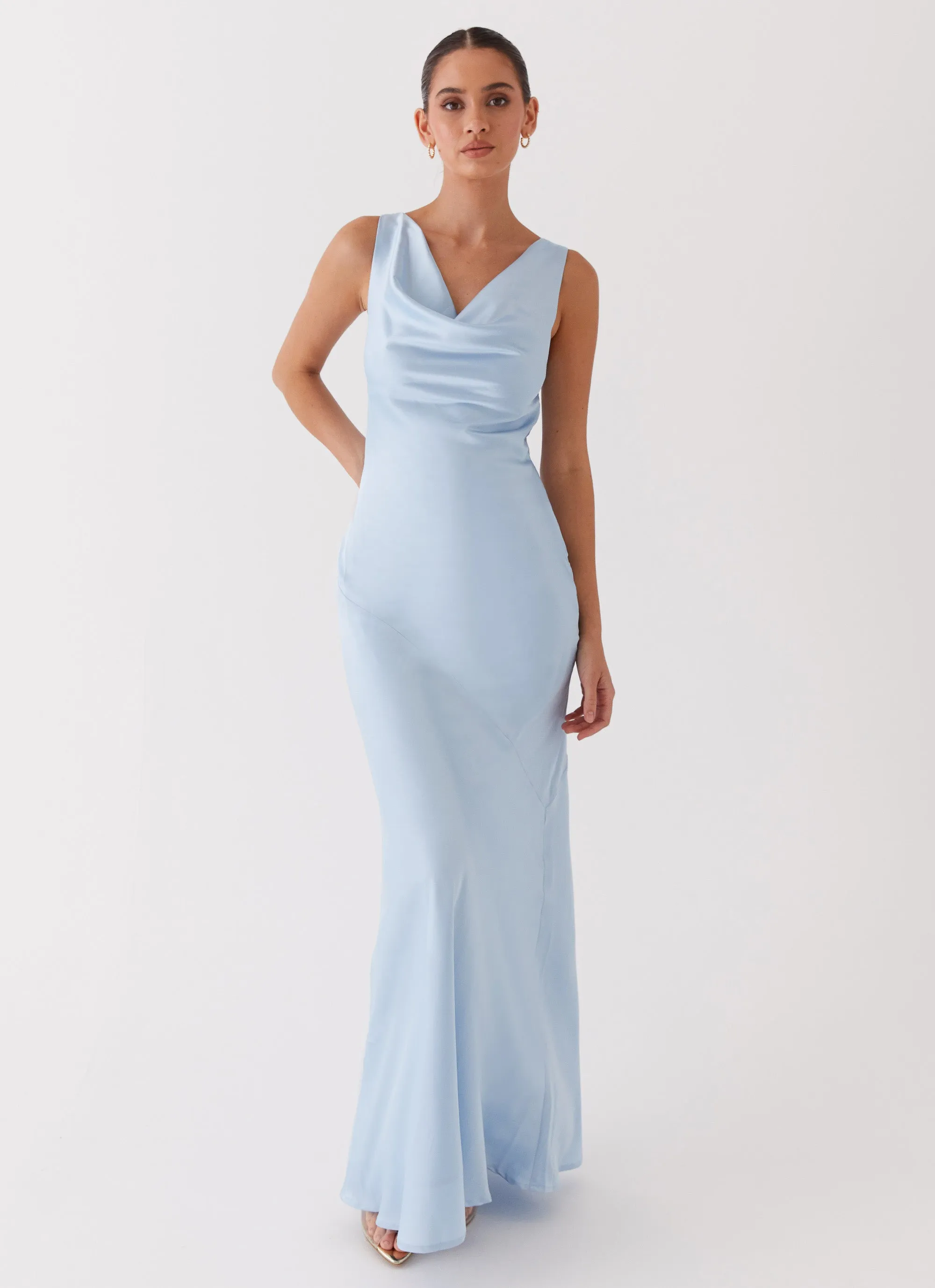 Be Mine Satin Maxi Dress - Blue Cool Look breathable-mesh